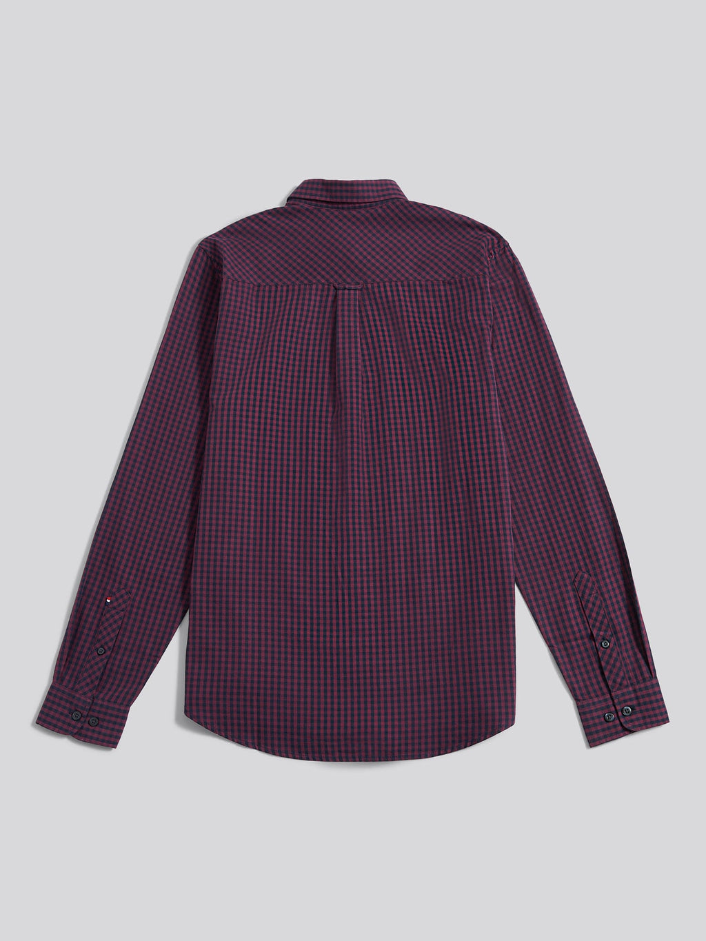 Mens Herringbone Weave Peached Gingham Shirt in Grape Wine