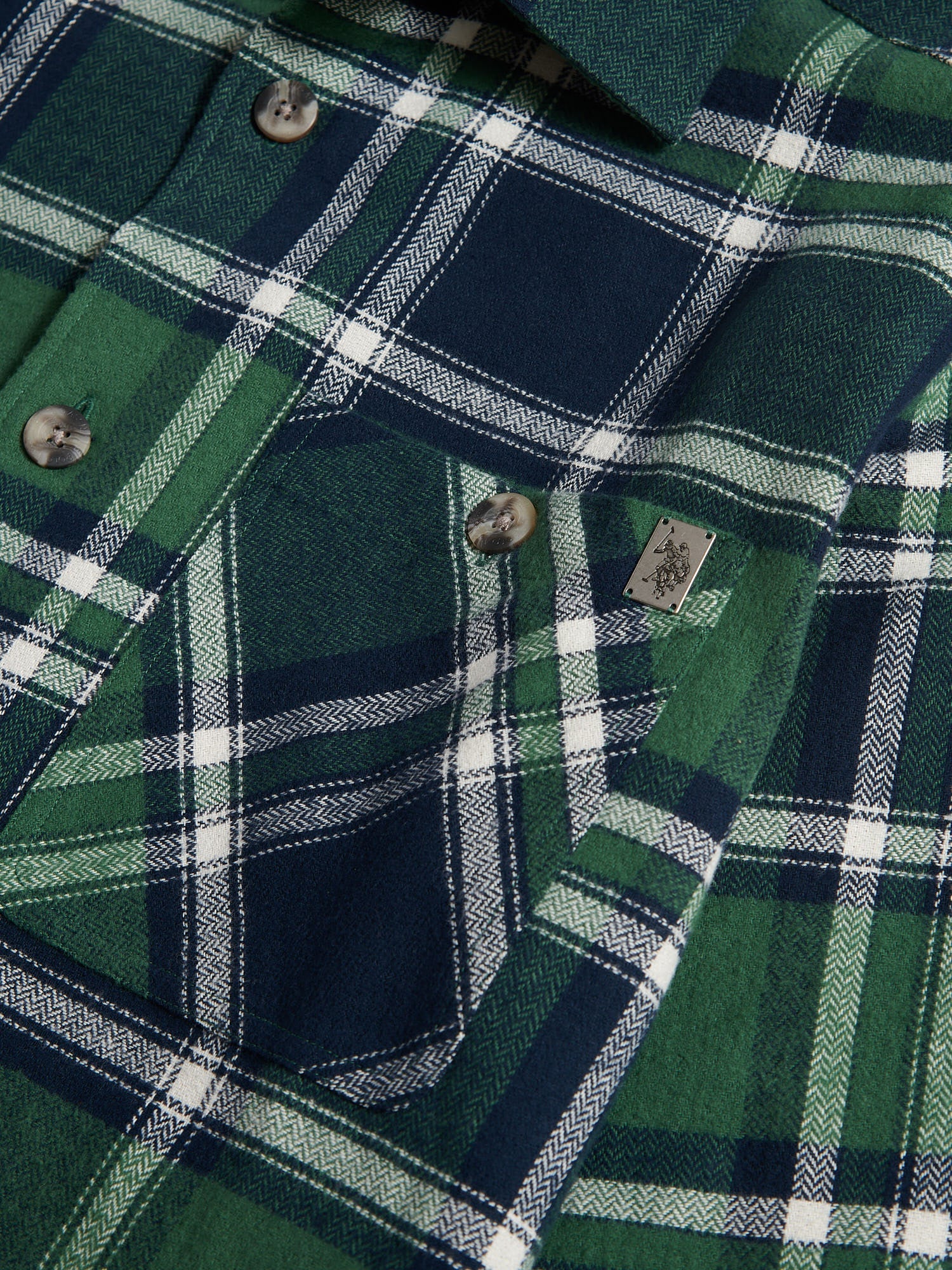 Mens Enlarged Check Overshirt in Pineneedle