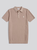 Mens Herringbone Texture Knit Polo Shirt Atmosphere