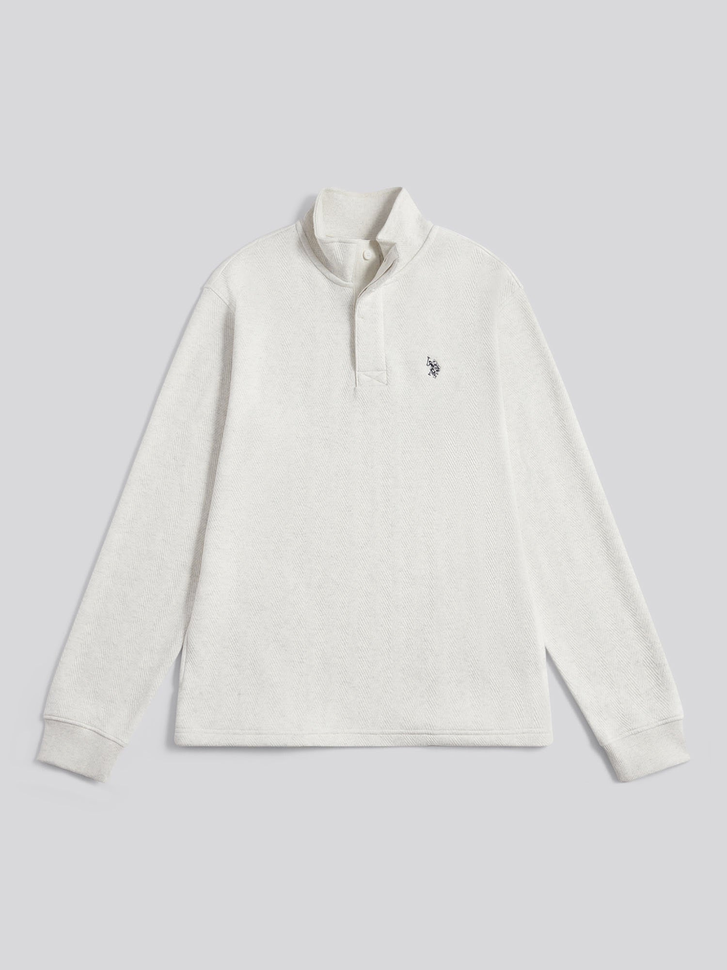 Mens Herringbone Open Hem Funnel in Light Grey Marl