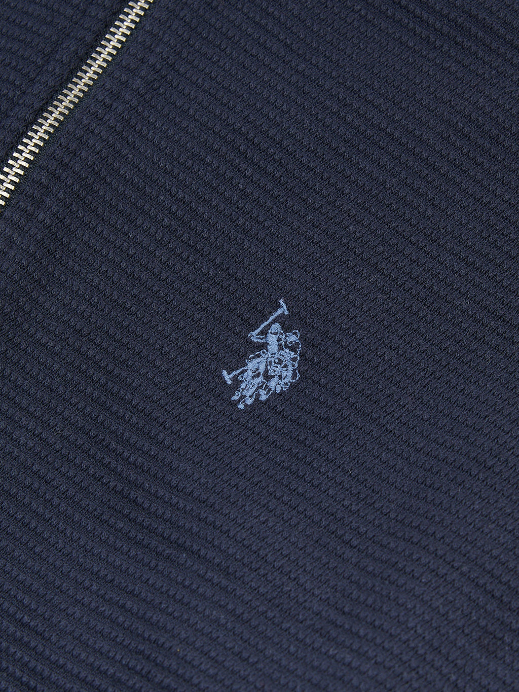 Mens Texture Zip Through Hood in Dark Sapphire Navy / Moonlight Blue DHM