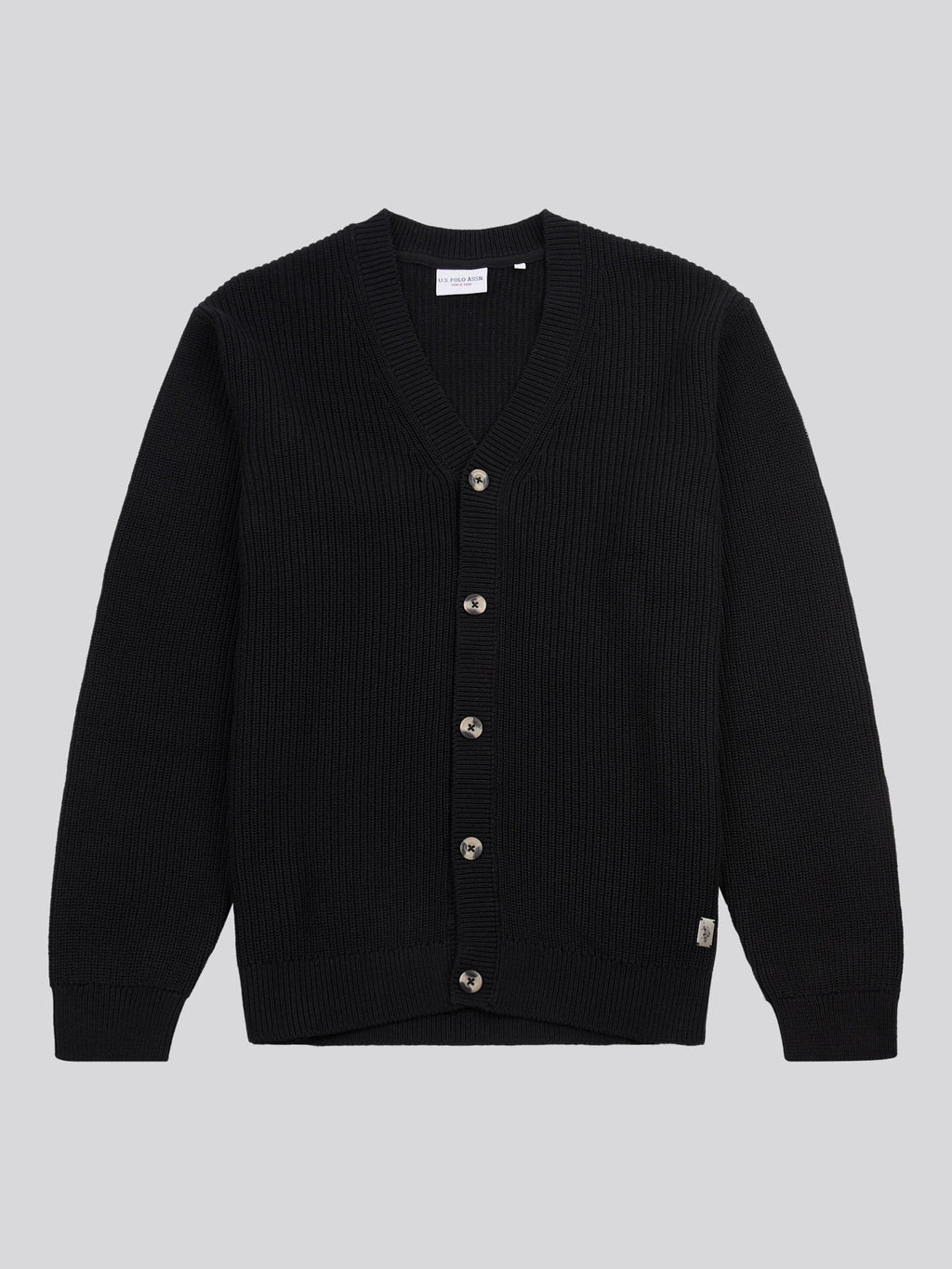 Mens Stitch Knit Cardigan in Black