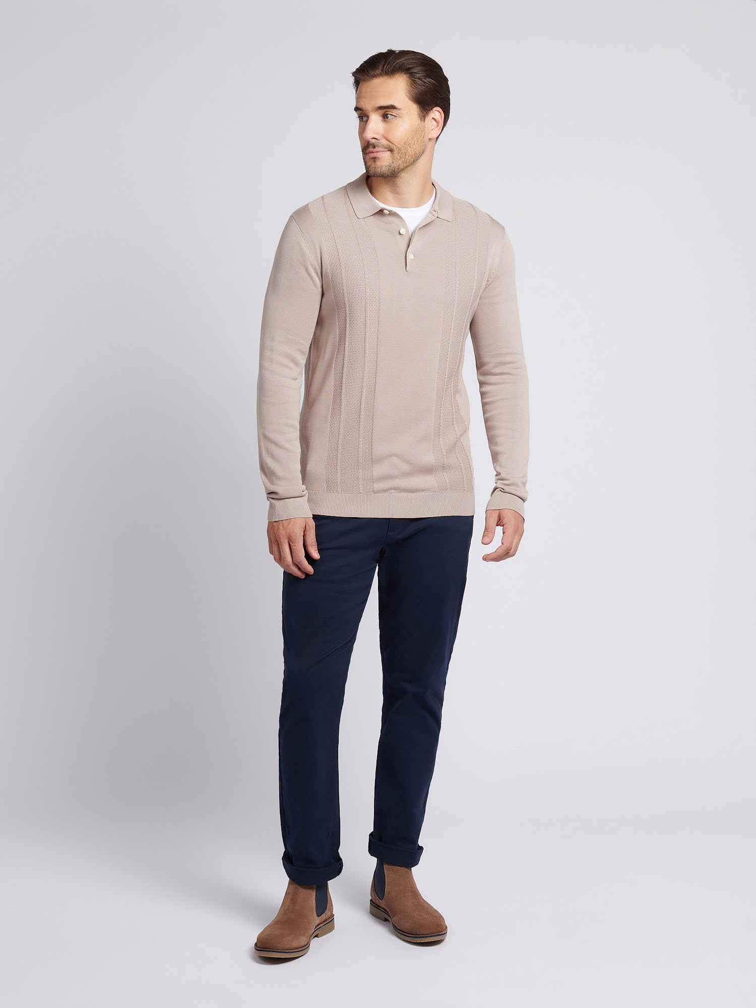 Mens Signature Smart Texture Polo Shirt in Atmosphere