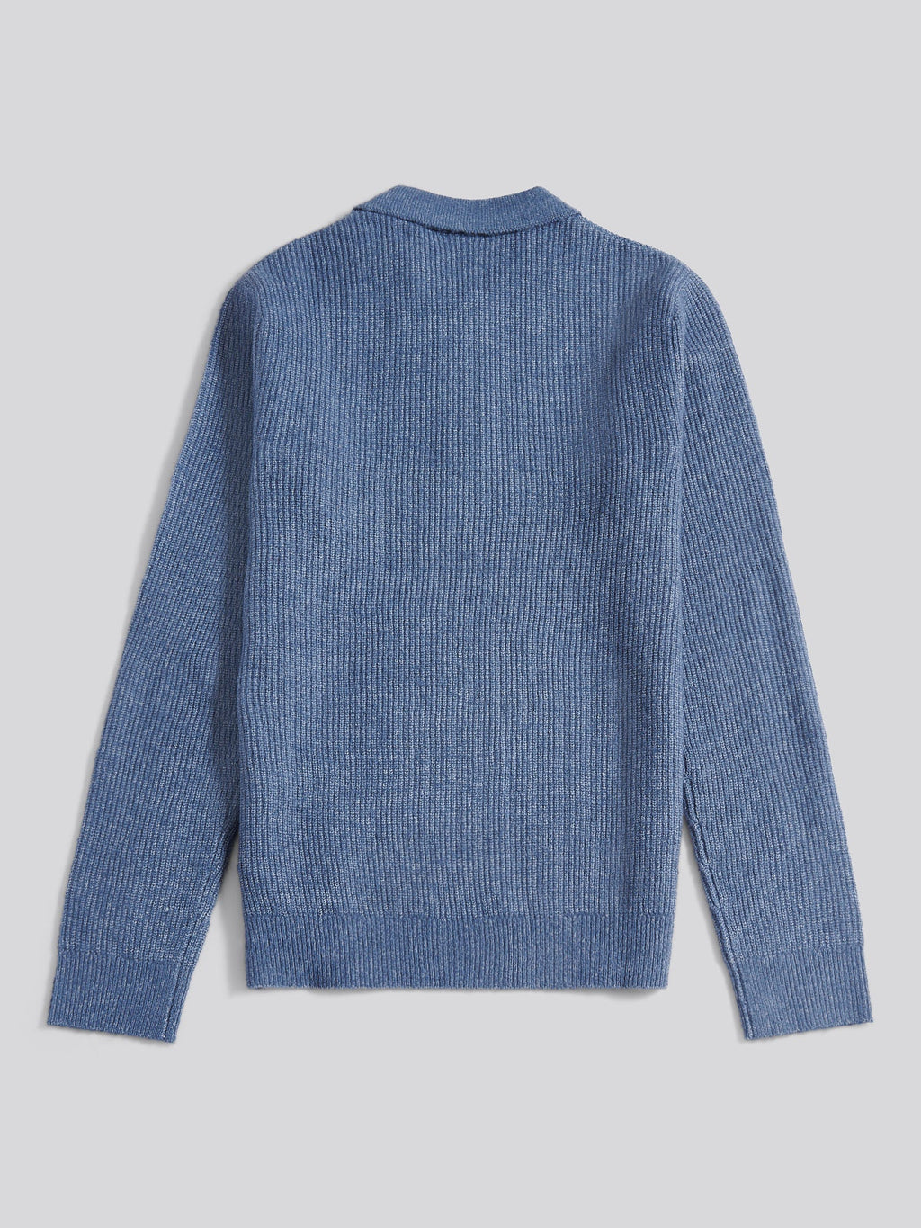Mens Brushed Knit Long Sleeve Polo Shirt in Vintage Indigo