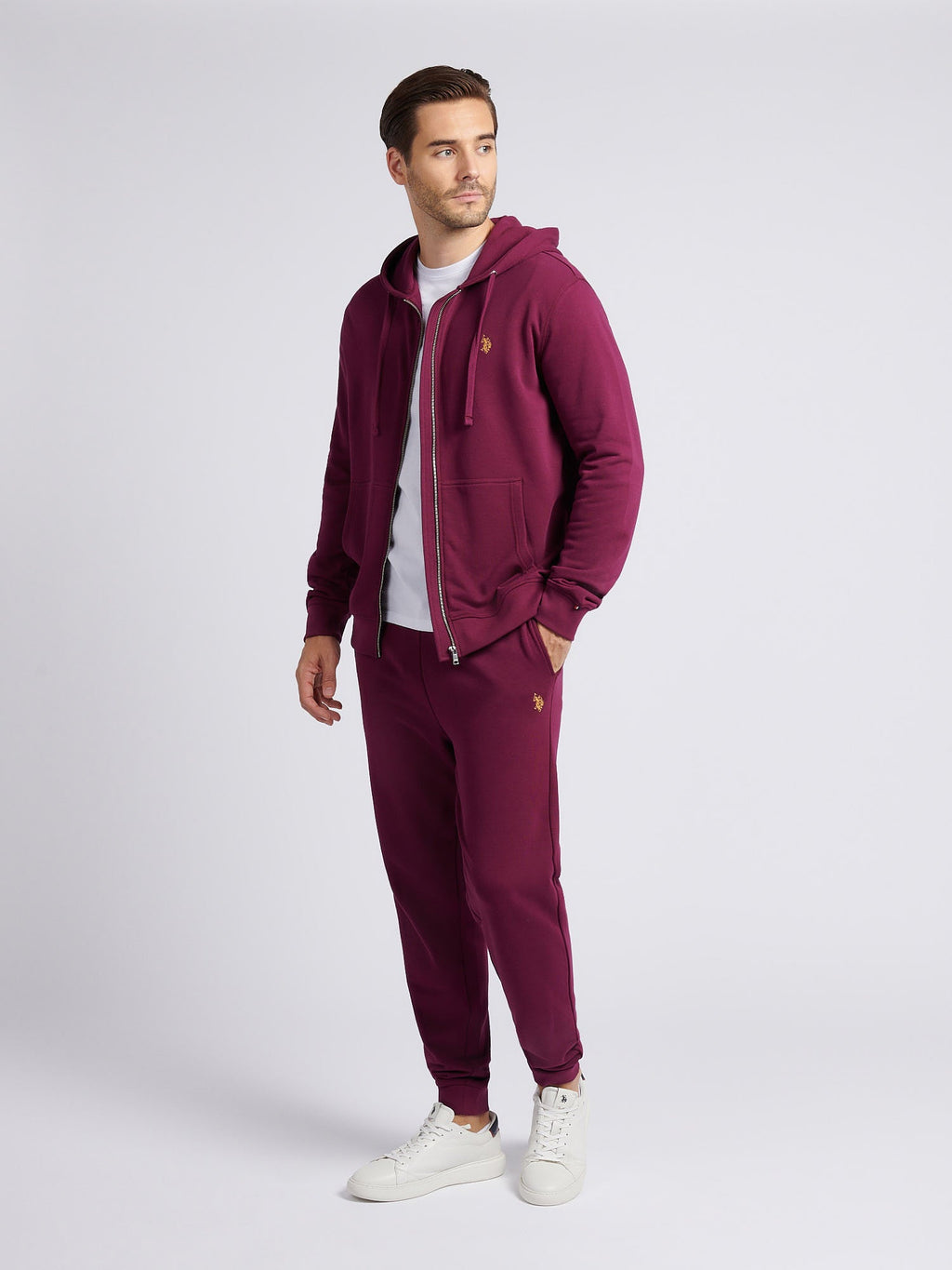 Mens Double Horsemen Loopback Jogger Grape Wine