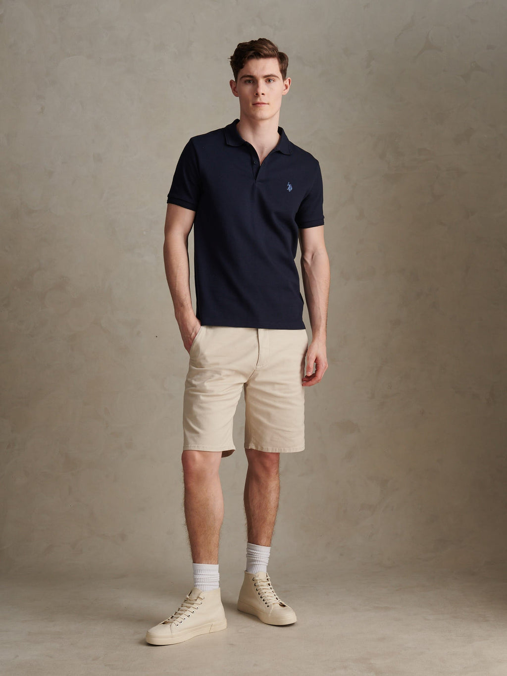 Mens Twill Texture Polo Shirt Dark Sapphire Navy