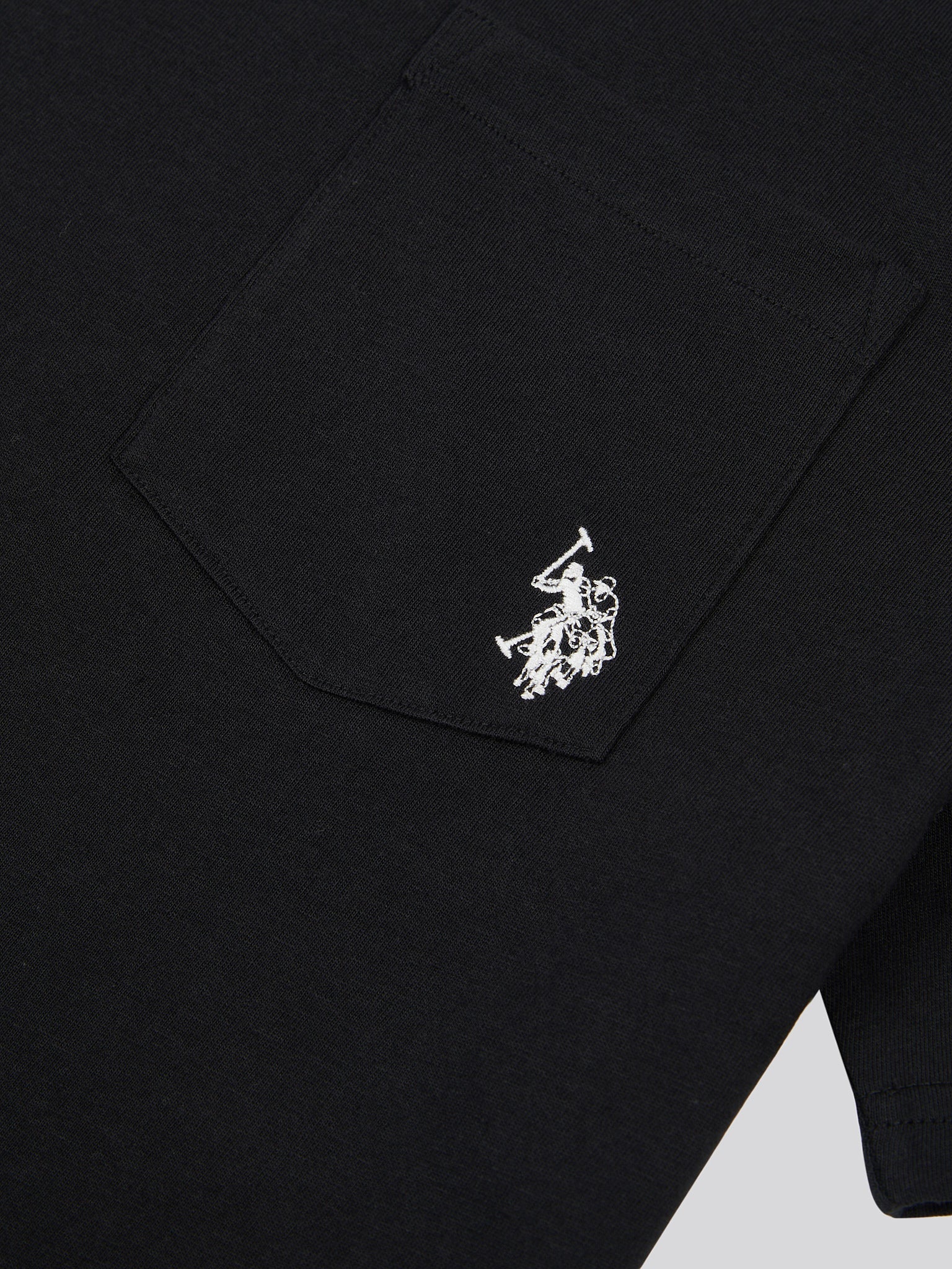 Mens Double Horsemen Pocket T-Shirt in Black Bright White DHM
