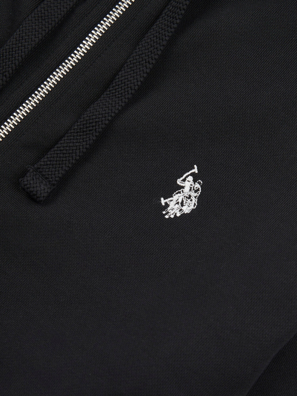 Mens Double Horsemen Loopback Zip Hoodie Black Bright White DHM
