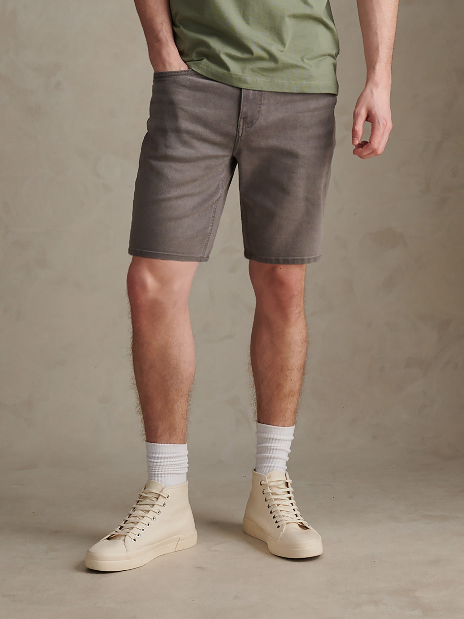 Mens Classic 5 Pocket Denim Shorts Grey Wash