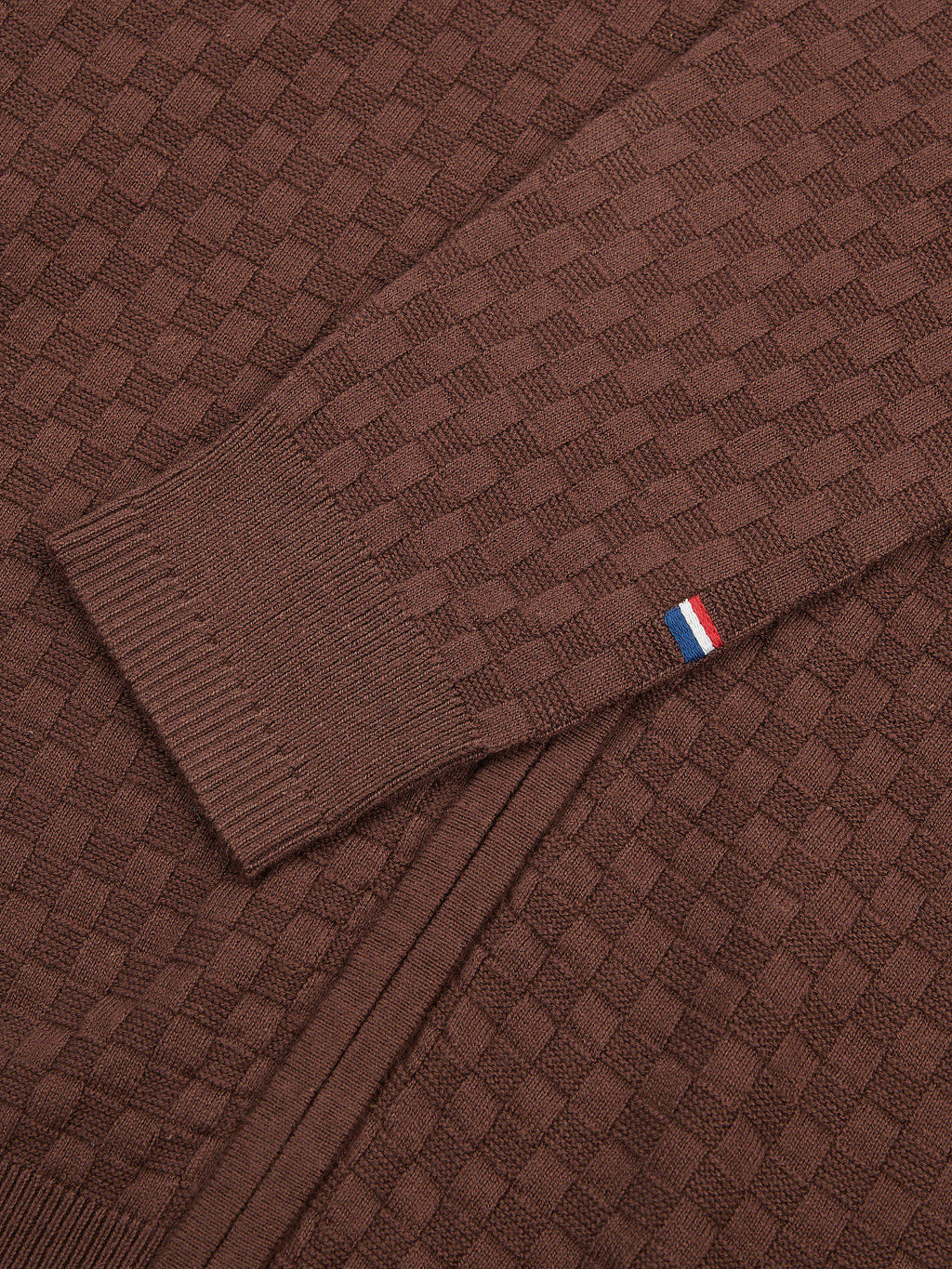 Mens Smart Checkerboard Zip Through Funnel in Chocolate Martini