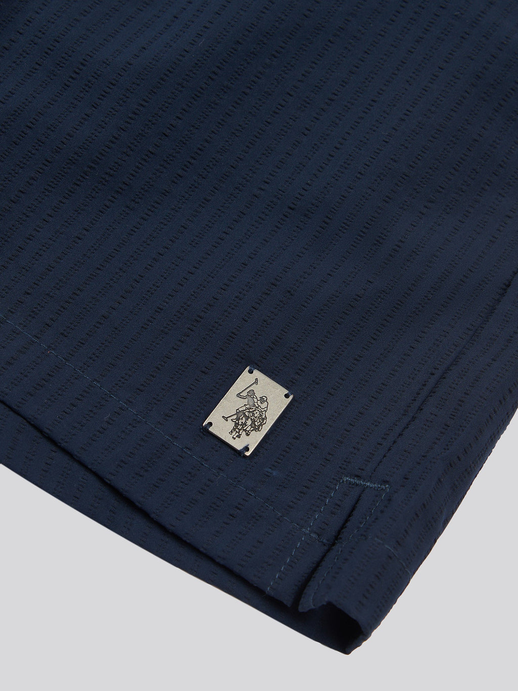 Mens Seersucker Swim Short in Dark Sapphire Navy