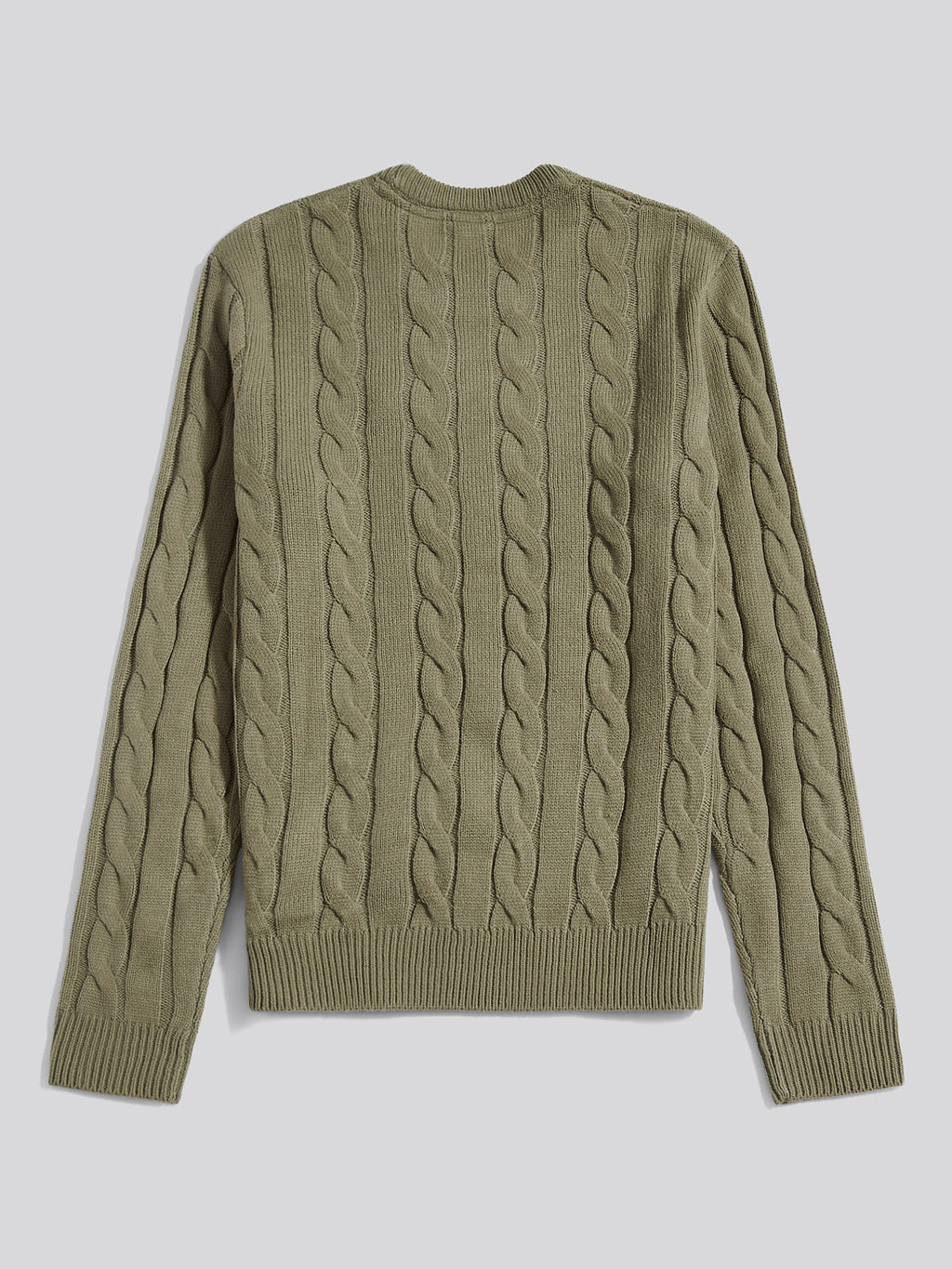 Mens Cable Knit Crew in Mulled Basil