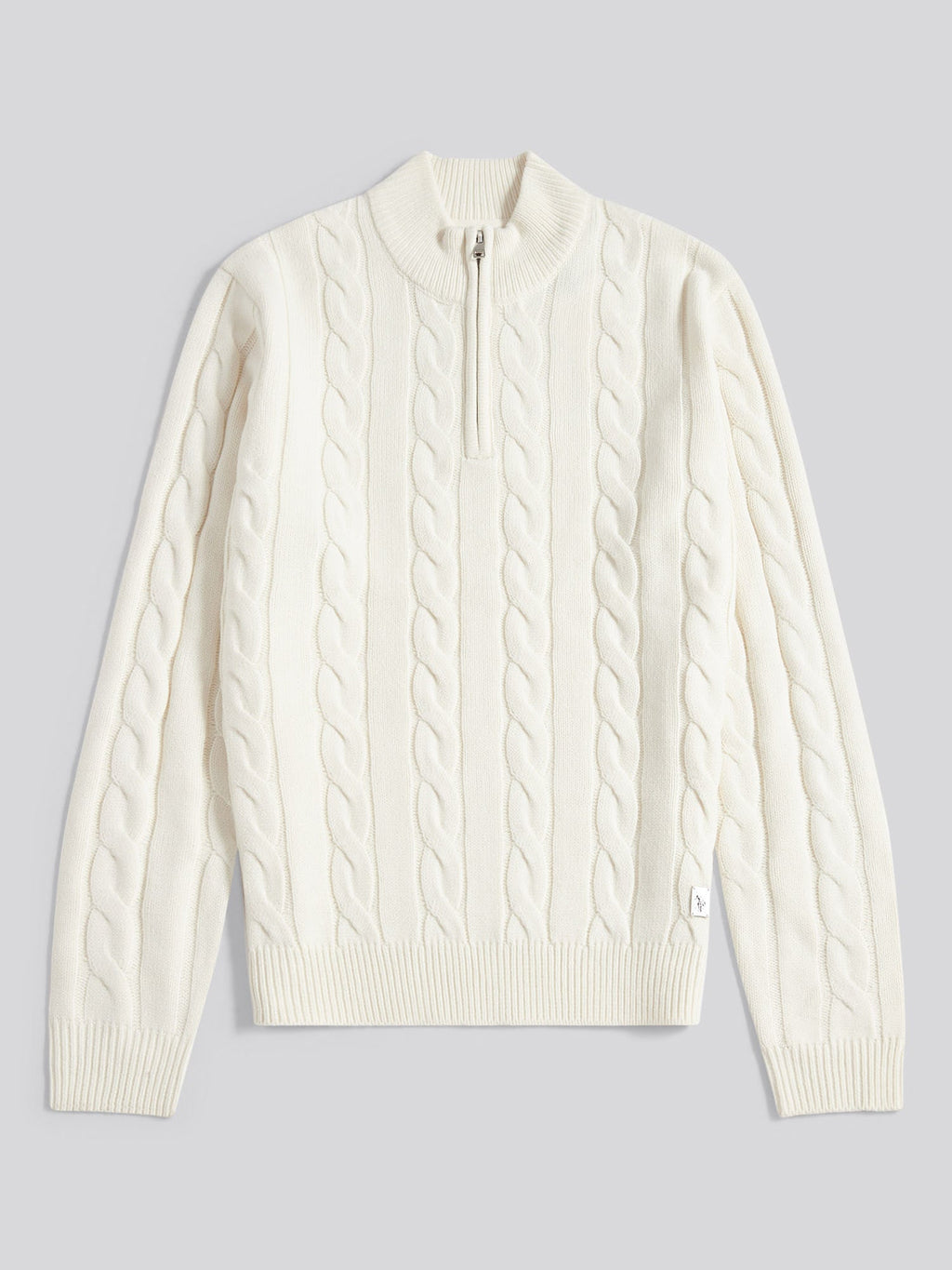 Mens Cable Knit Funnel in Whisper White