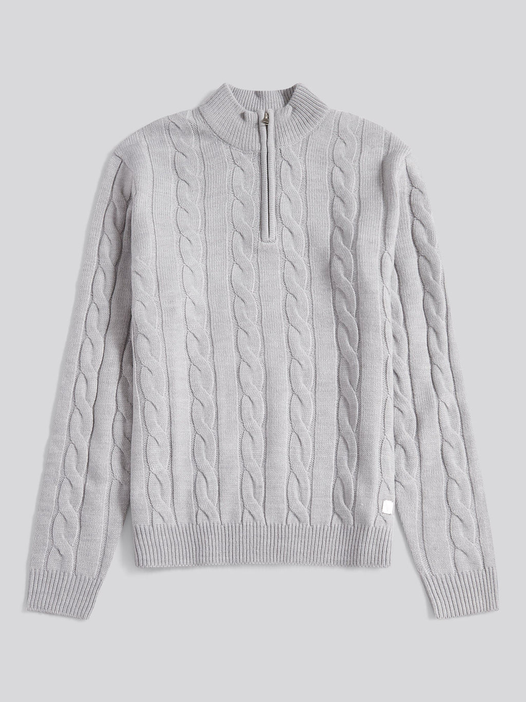 Mens Cable Knit Funnel in Vintage Grey Heather