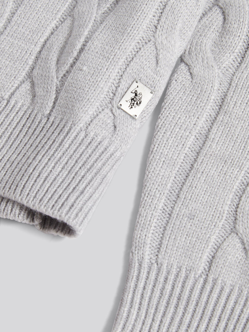 Mens Cable Knit Funnel in Vintage Grey Heather