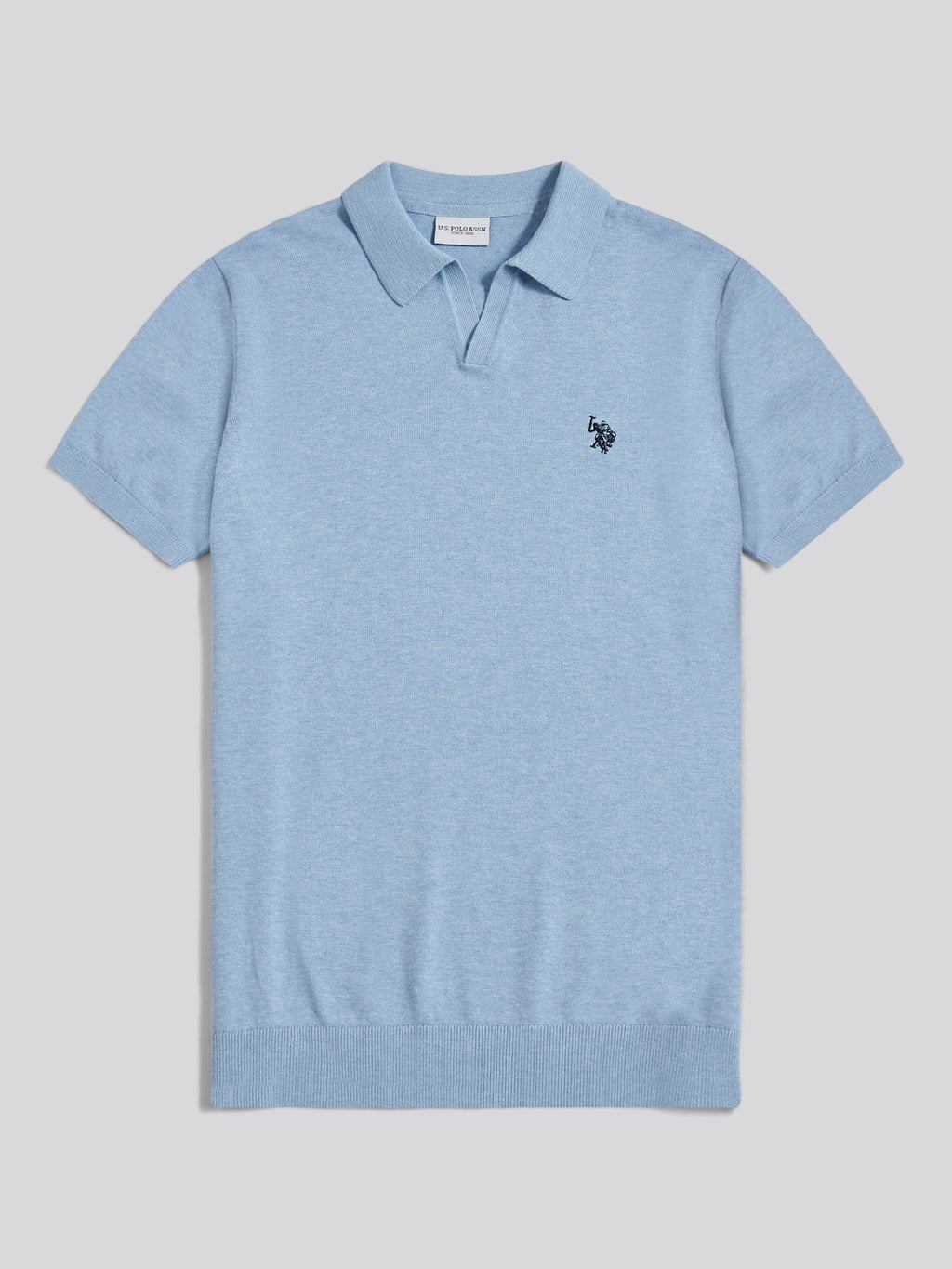 Mens Combed Cotton Double Horsemen Revere Polo Shirt Parisian Blue Marl