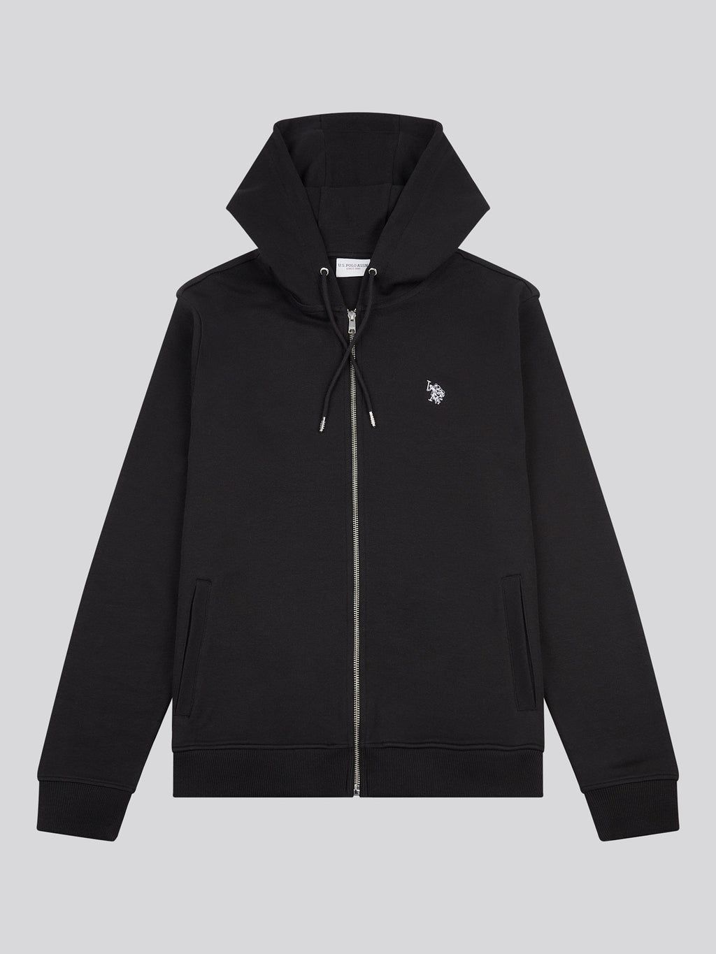 Mens Double Horsemen Zip Hoodie in Black Bright White DHM
