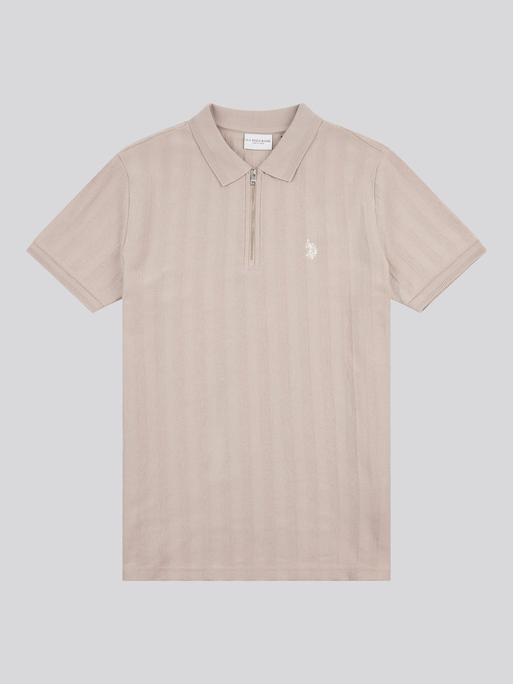 Mens Vertical Stripe Texture Polo Shirt in Atmosphere