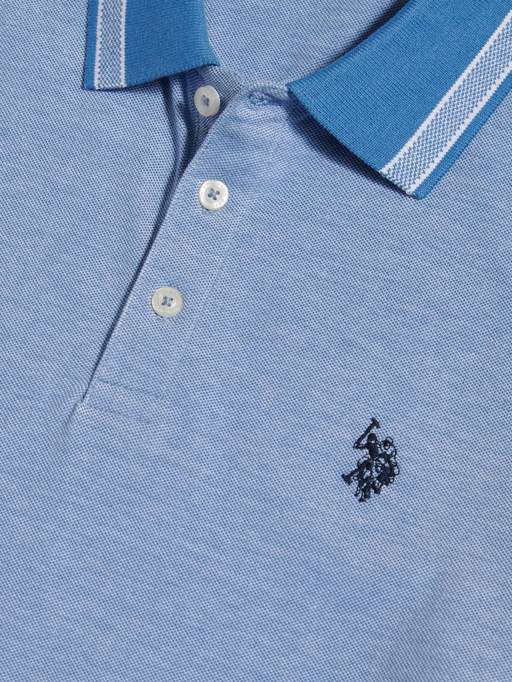 Mens Two Tone Tipped Pique Polo Shirt Riviera