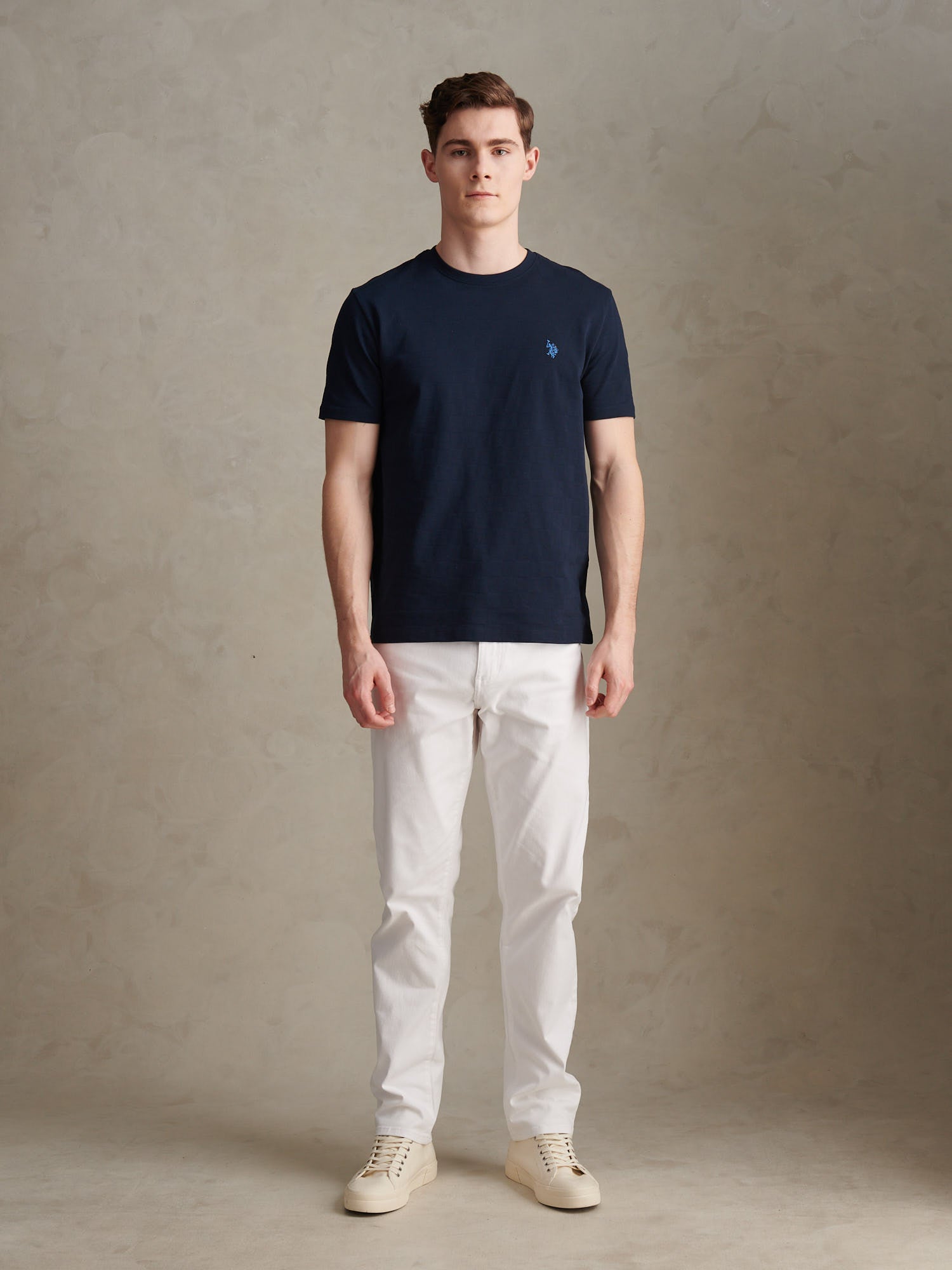 Mens Enlarged Square Texture T-Shirt Dark Sapphire Navy