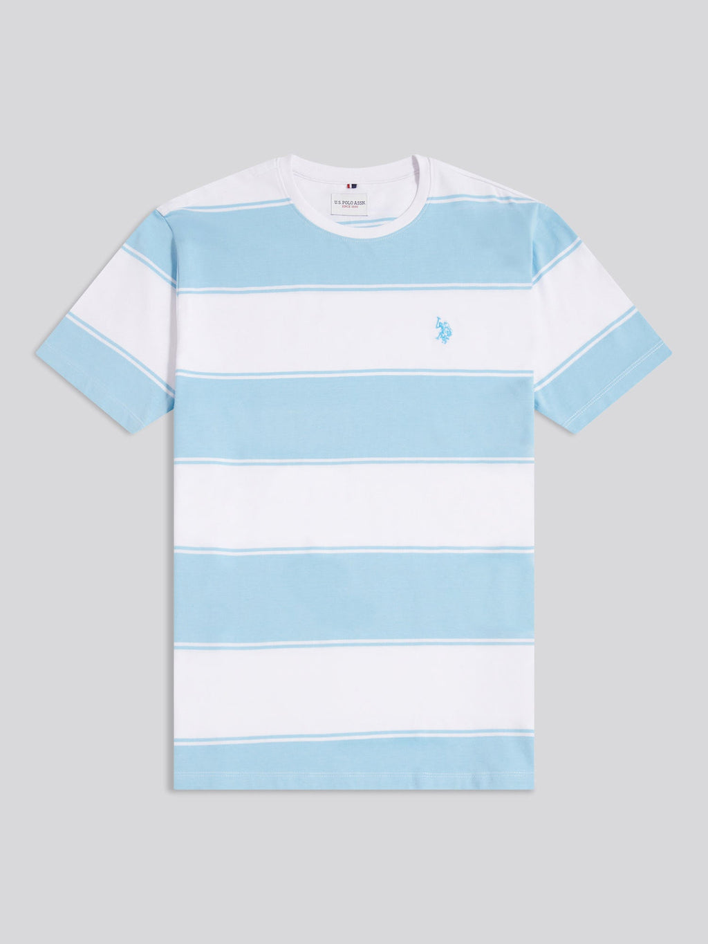 Mens Wide Stripe T-Shirt Air Blue