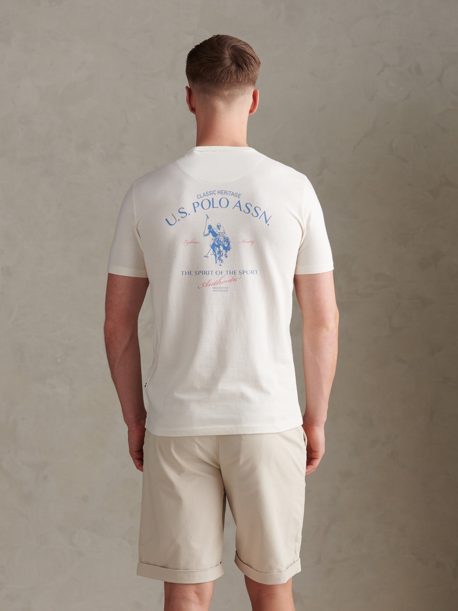 Mens Spirit Of Sport Back Graphic T-Shirt Whisper White