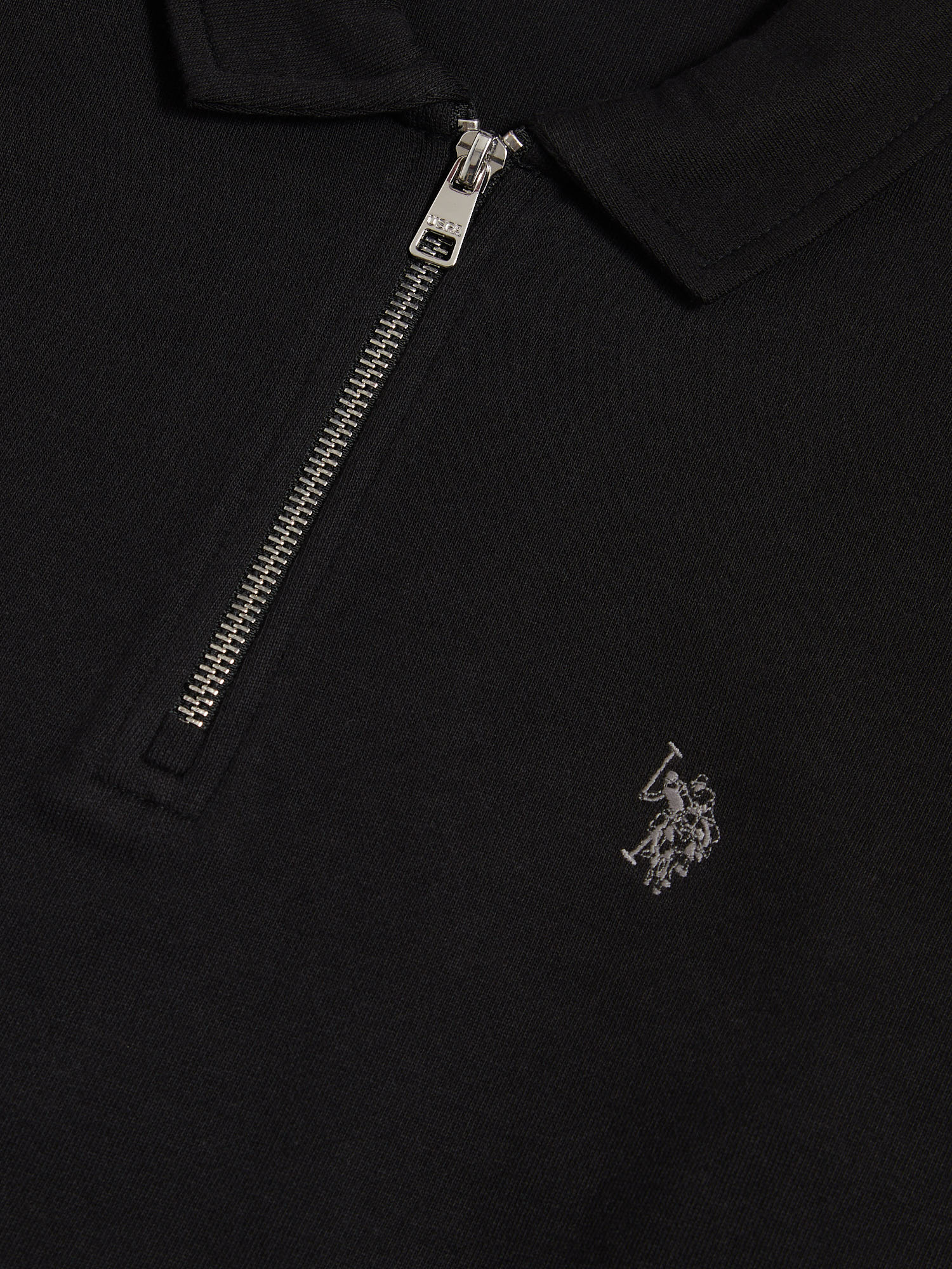 Mens Loopback Zip Polo Sweatshirt Black