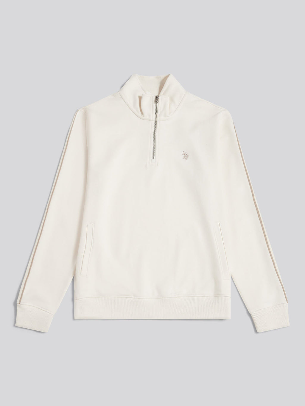 Mens Interlock Taped Funnel Sweatshirt Whisper White