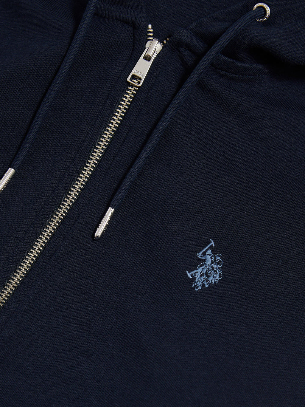 Mens Double Horsemen Interlock Zip Hoodie Dark Sapphire Navy