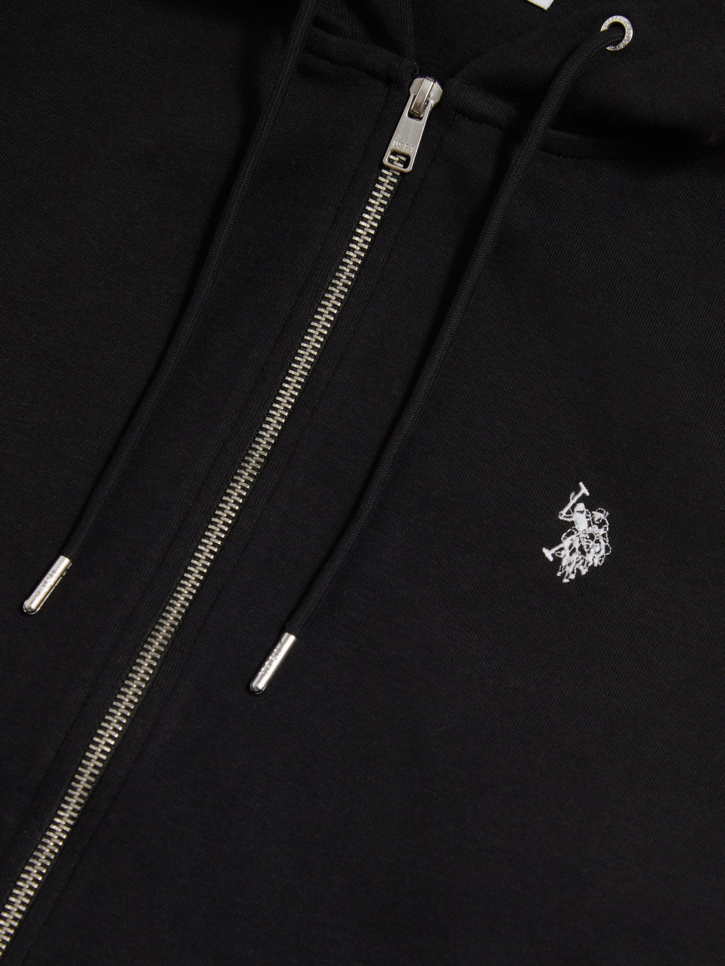 Mens Double Horsemen Interlock Zip Hoodie Black Bright White DHM
