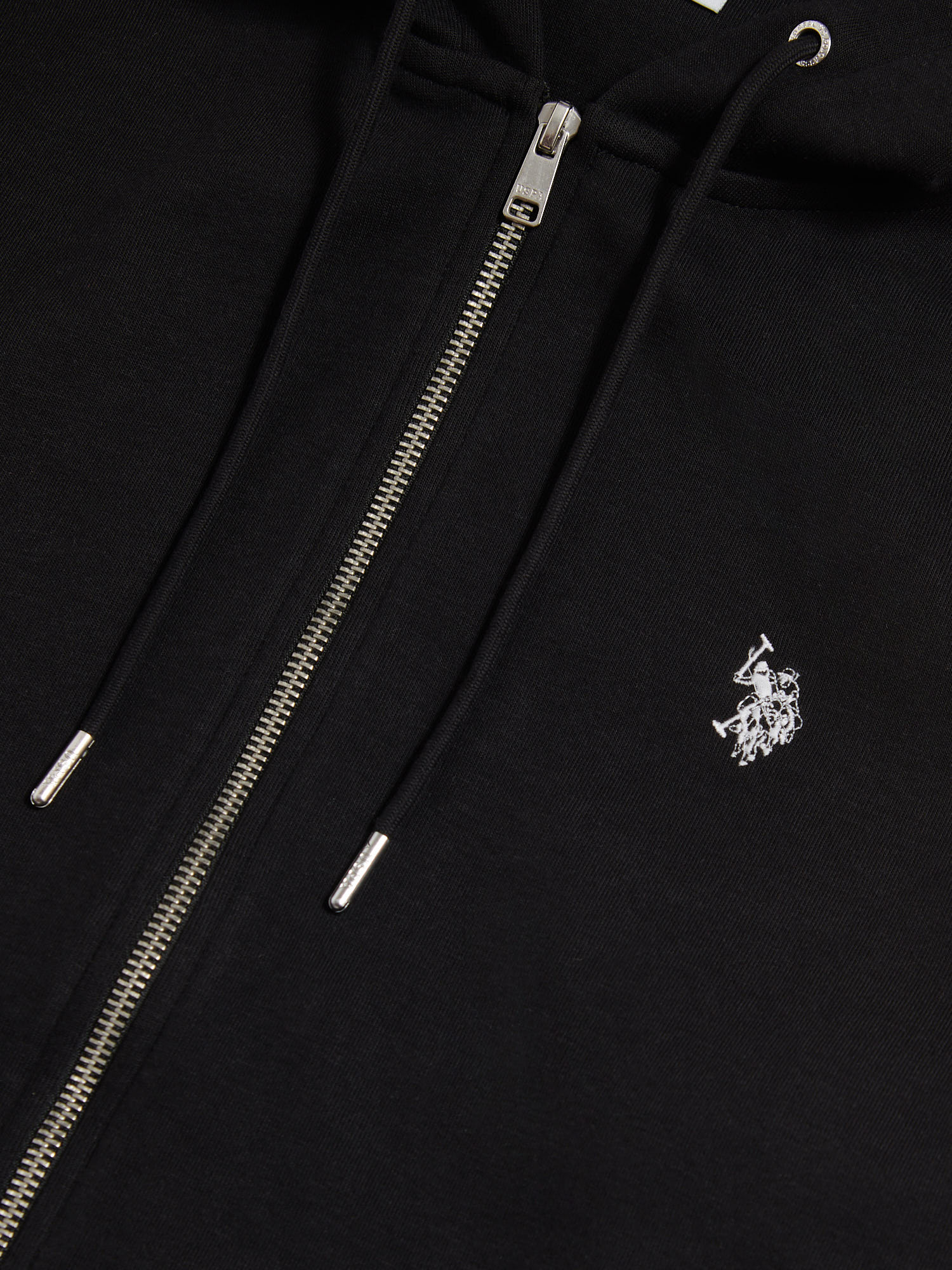 Mens Double Horsemen Interlock Zip Hoodie Black Bright White DHM