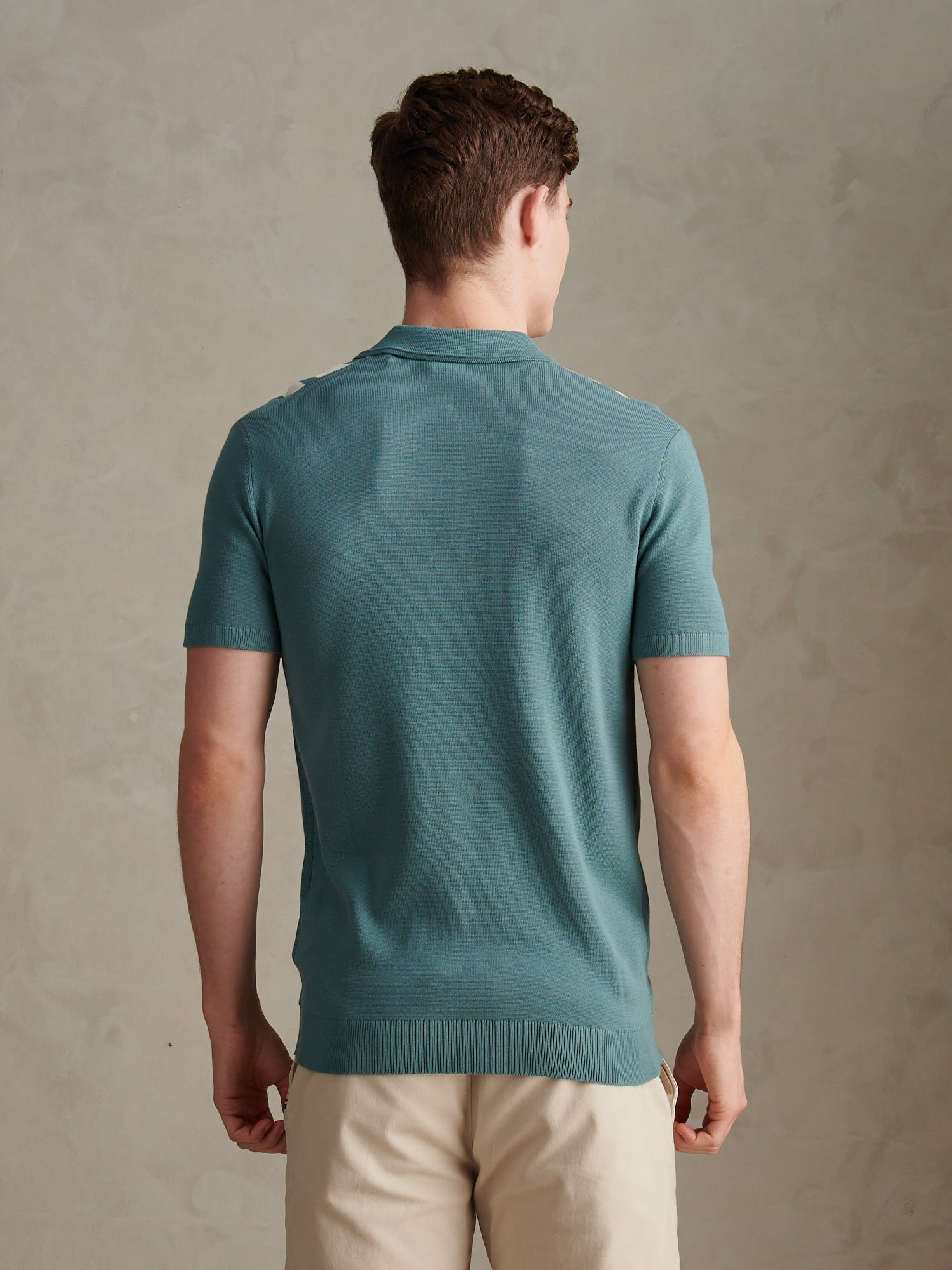 Mens Tonal Vertical Stripe Knit Polo Shirt Arctic