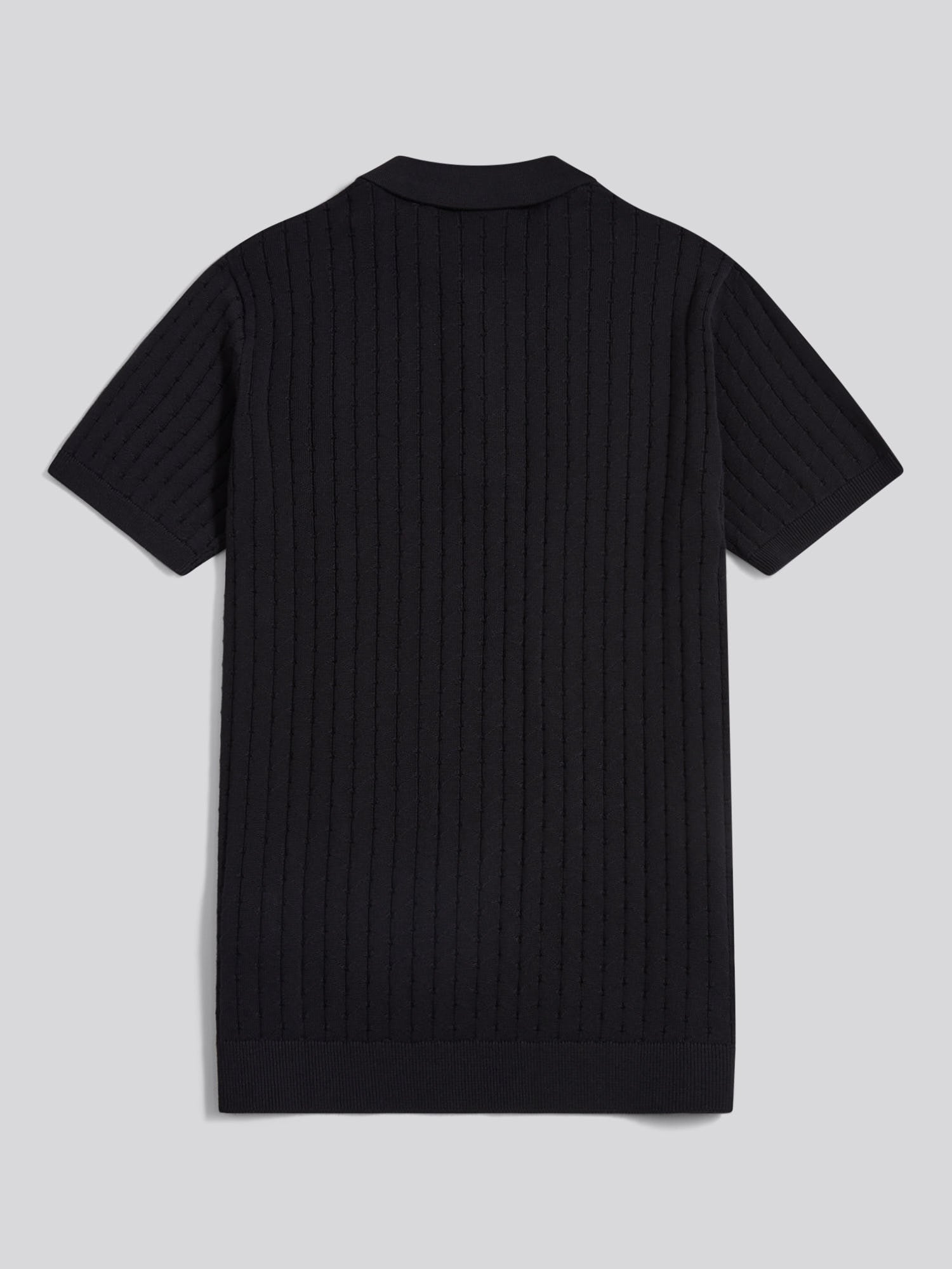 Mens Zip Knit Short Sleeve Polo Shirt Black