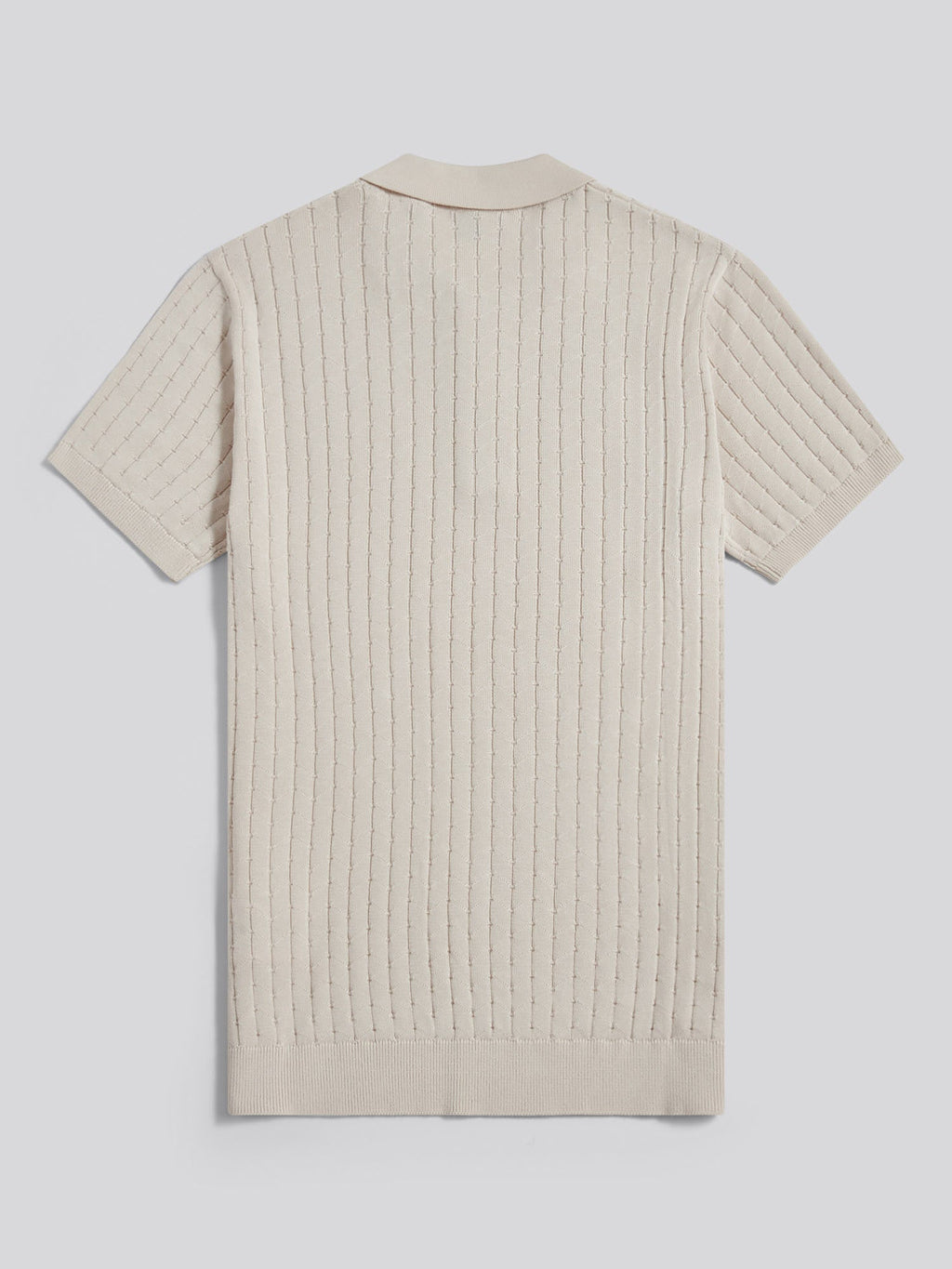 Mens Zip Knit Short Sleeve Polo Shirt Beige