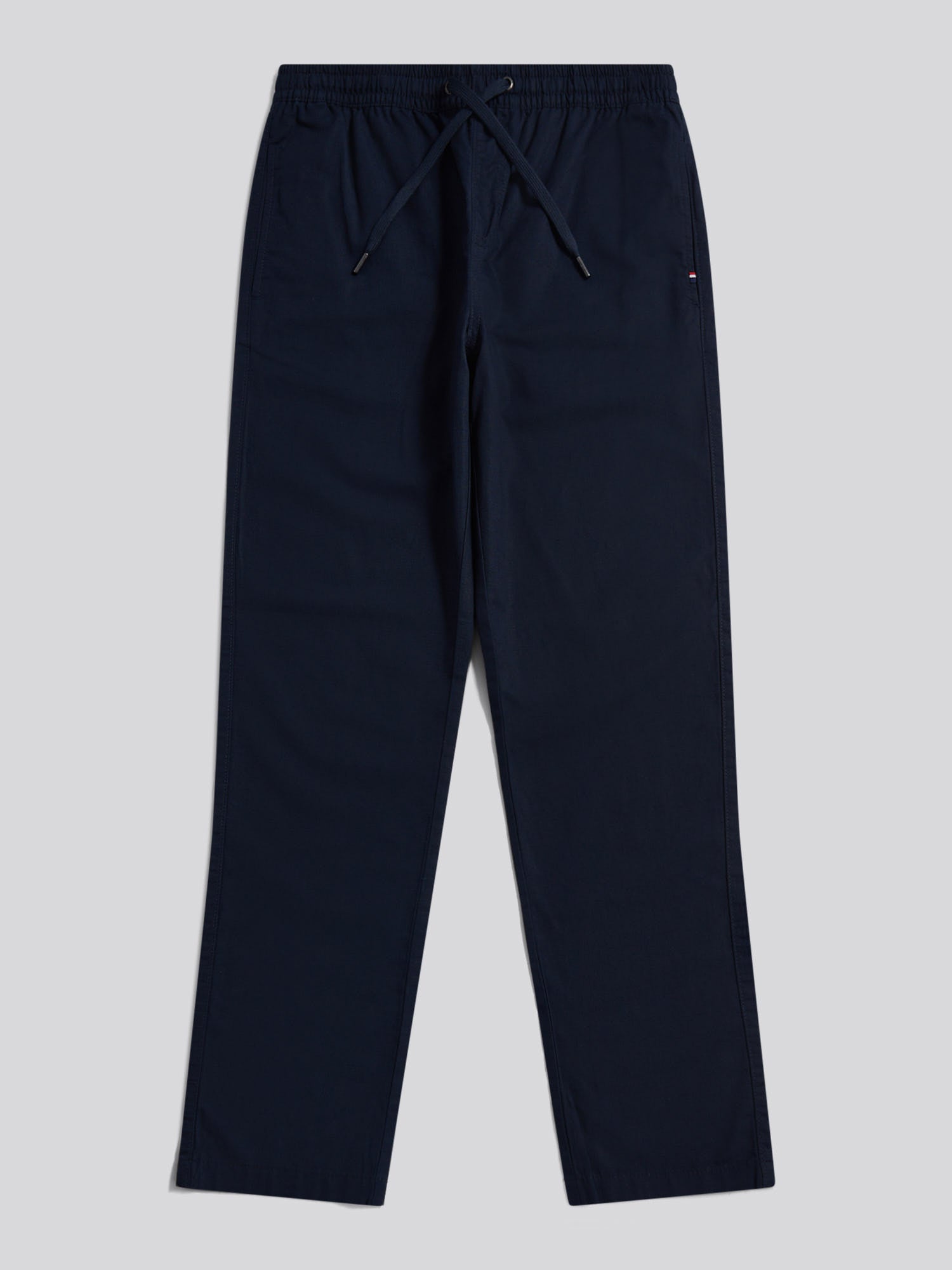 Mens Linen Blend Drawstring Trousers Dark Sapphire Navy / Haute Red DHM