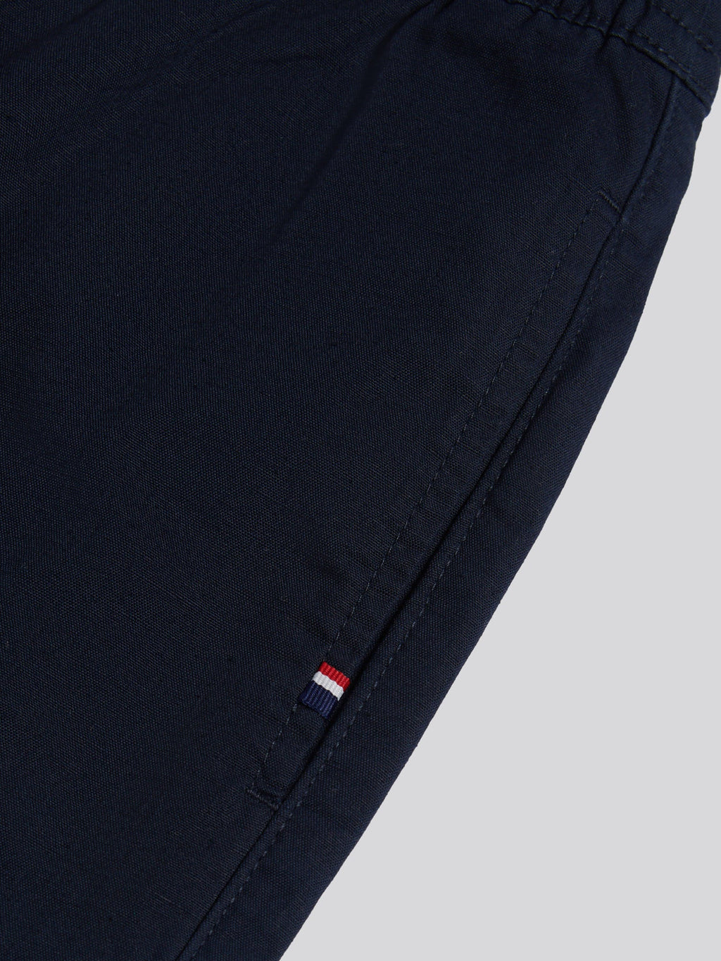 Mens Linen Blend Drawstring Trousers Dark Sapphire Navy / Haute Red DHM