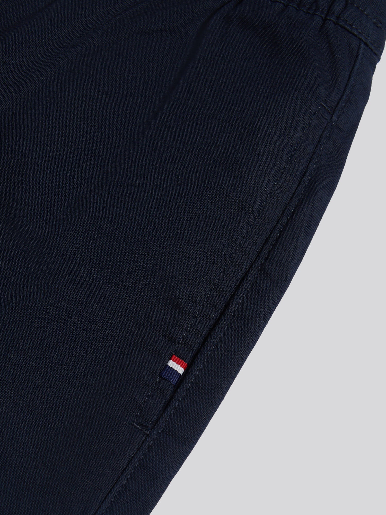 Mens Linen Blend Drawstring Trousers Dark Sapphire Navy / Haute Red DHM