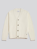 Mens Open Collar Knitted Cardigan Whisper White
