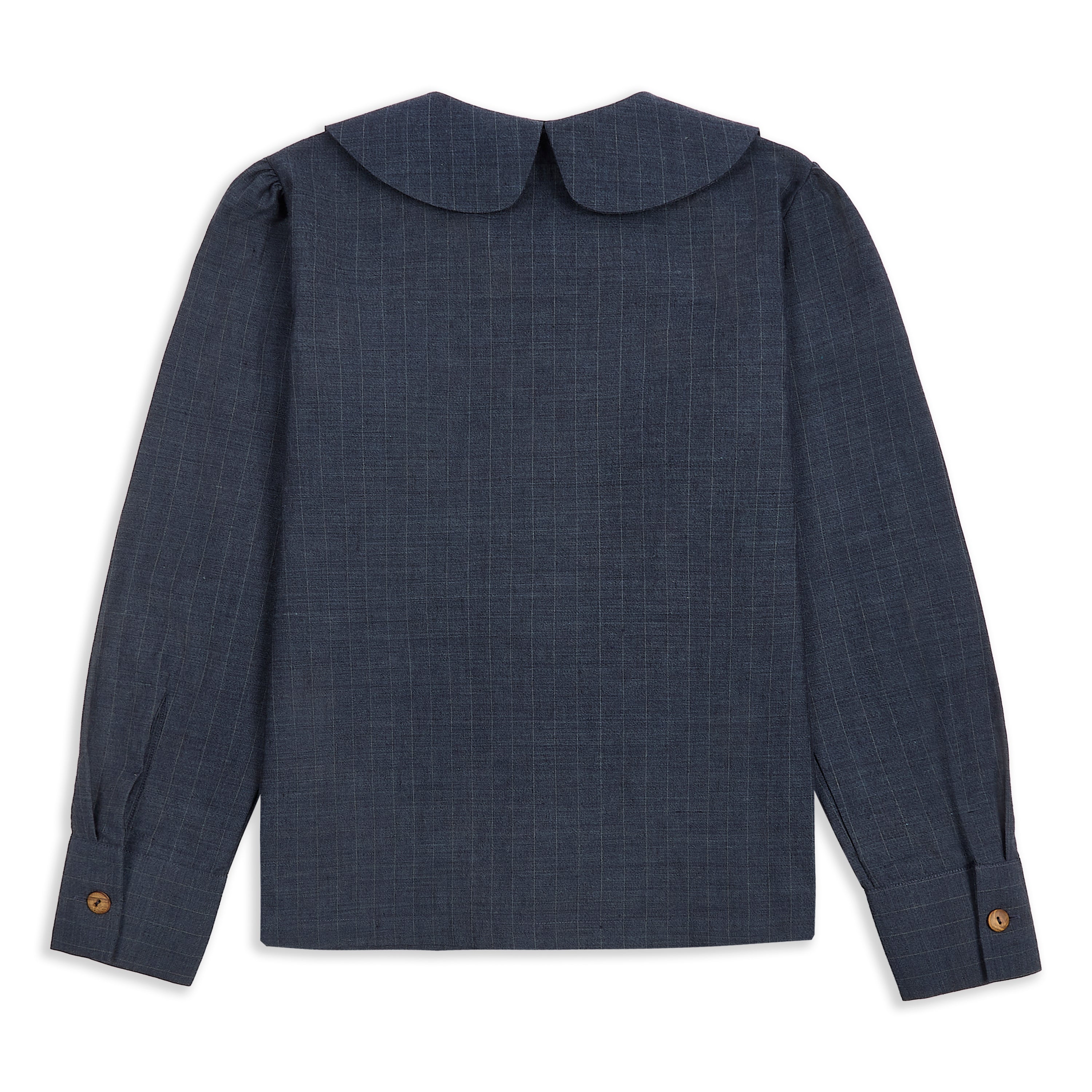 Claudine Wool Linen Overshirt  - Navy Pinstripe