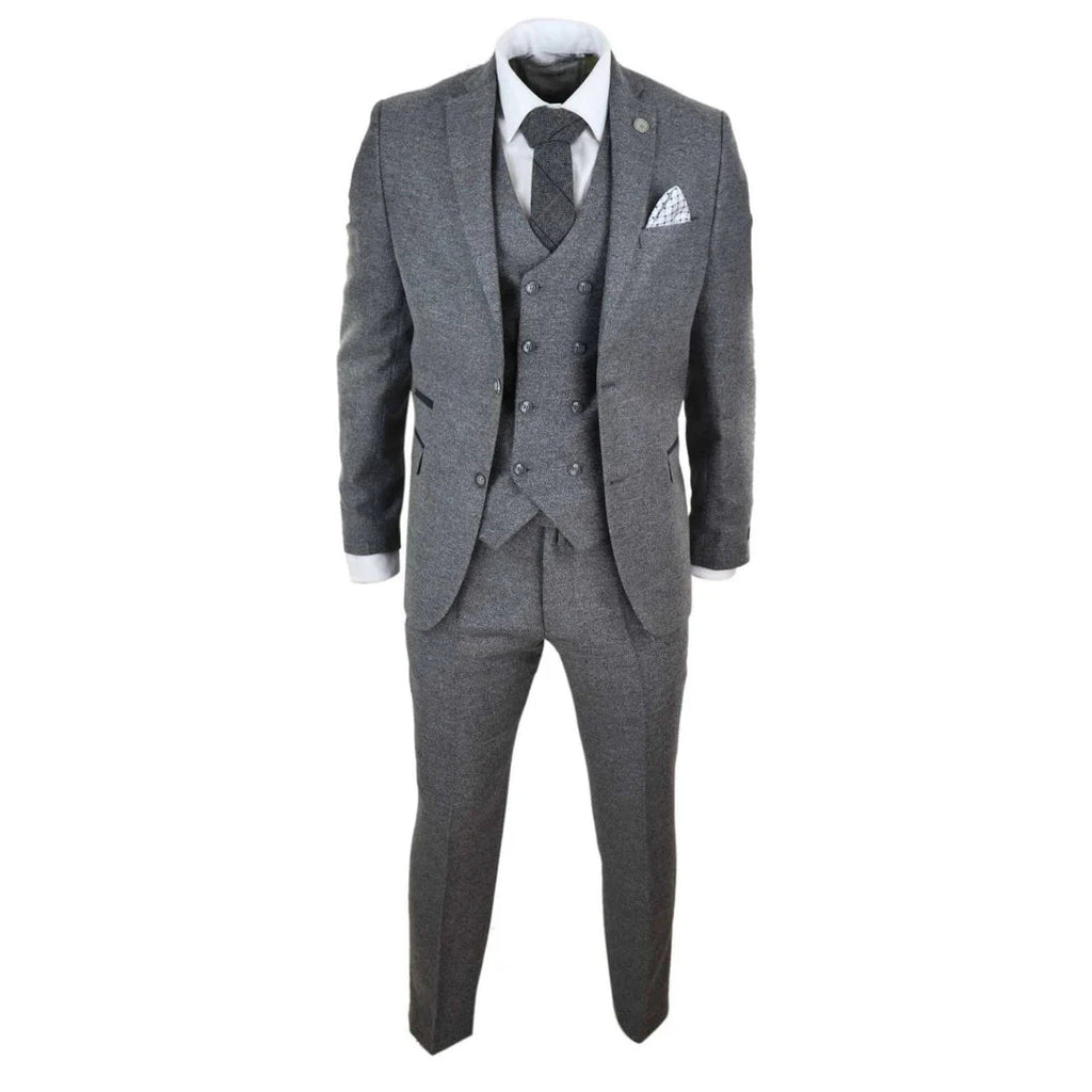 STZ34 - Men's Wool 3 Piece Suit Double Breasted Waistcoat Tweed 1920s