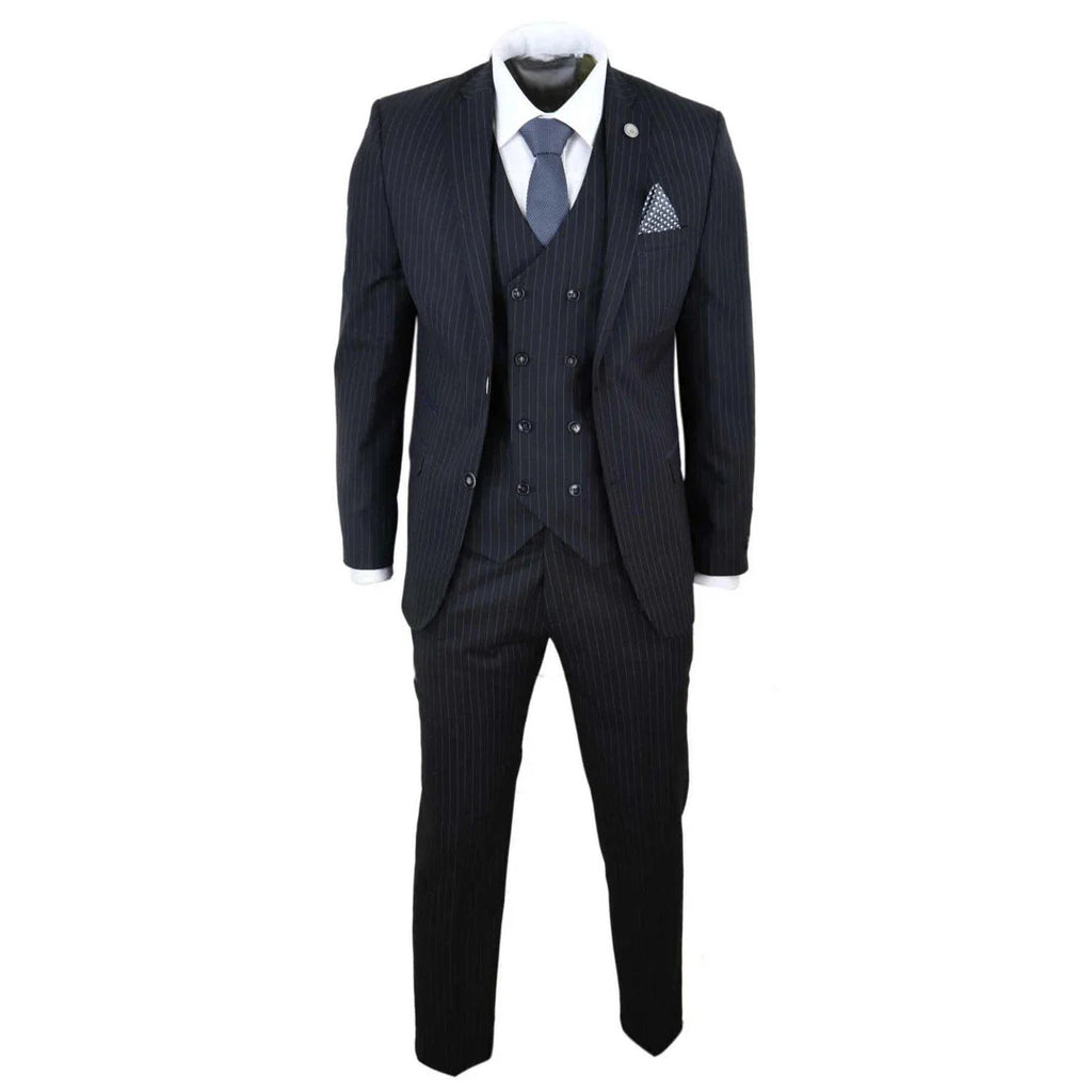 STZ42 - Men's 3 Piece Suit Gatsby 1920s Gangster Pinstripe