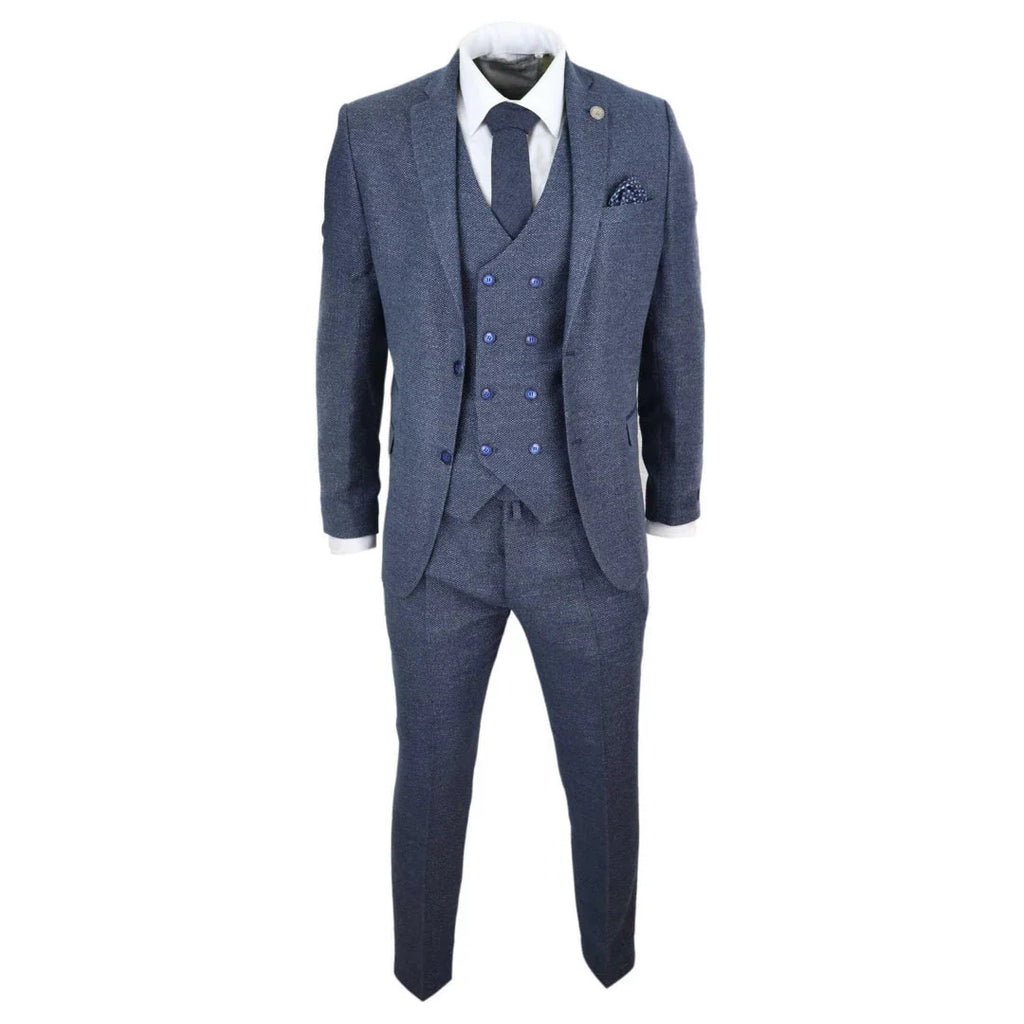 STZ30 - Men's Wool 3 Piece Suit Double Breasted Waistcoat Tweed 1920s