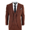 281-02 - Men's Camel 3 Piece Tweed Suit Herringbone Wool Fit