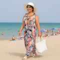 Sleeveless Blue Pink Floral Maxi Dress