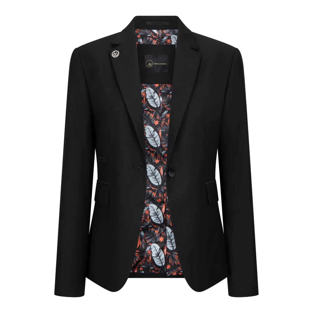 TPW-13 - Women's 3 Piece Plain Black Suit
