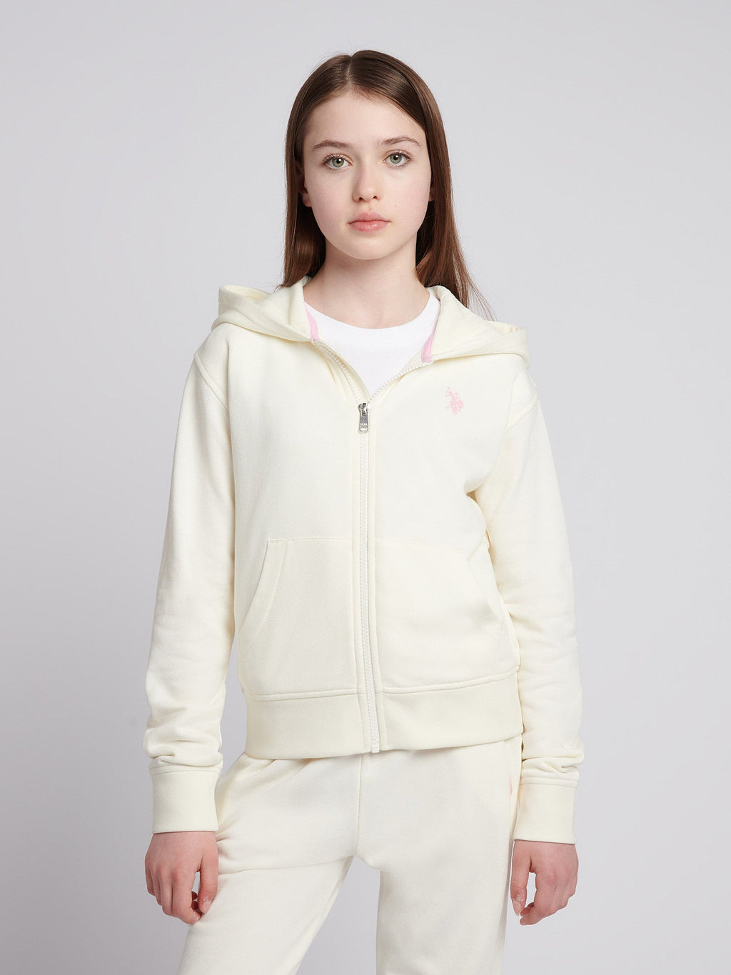 Girls Zip Hoodie & Relaxed Fit Jogger Set in Marshmallow
