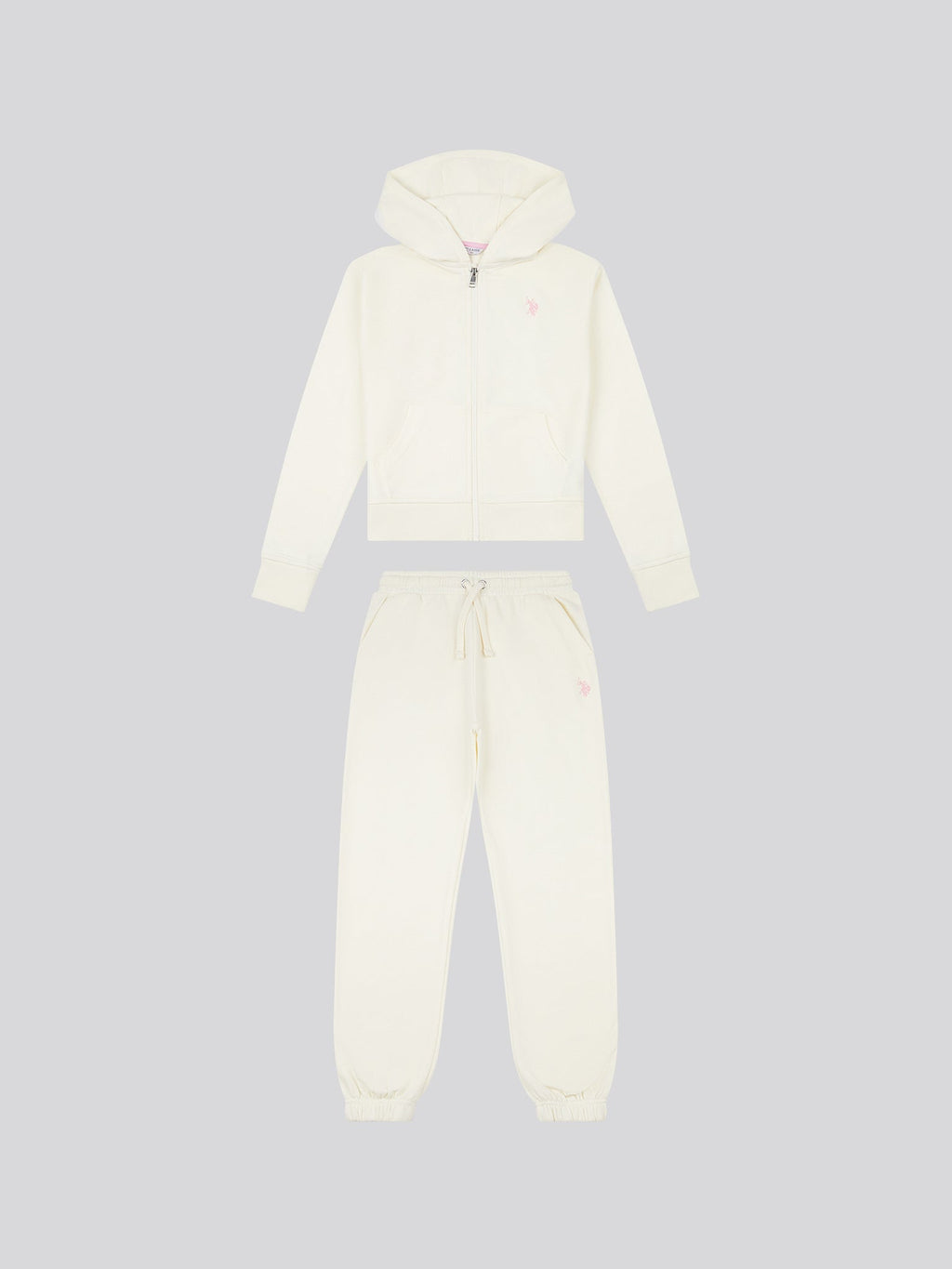 Girls Zip Hoodie & Relaxed Fit Jogger Set in Marshmallow