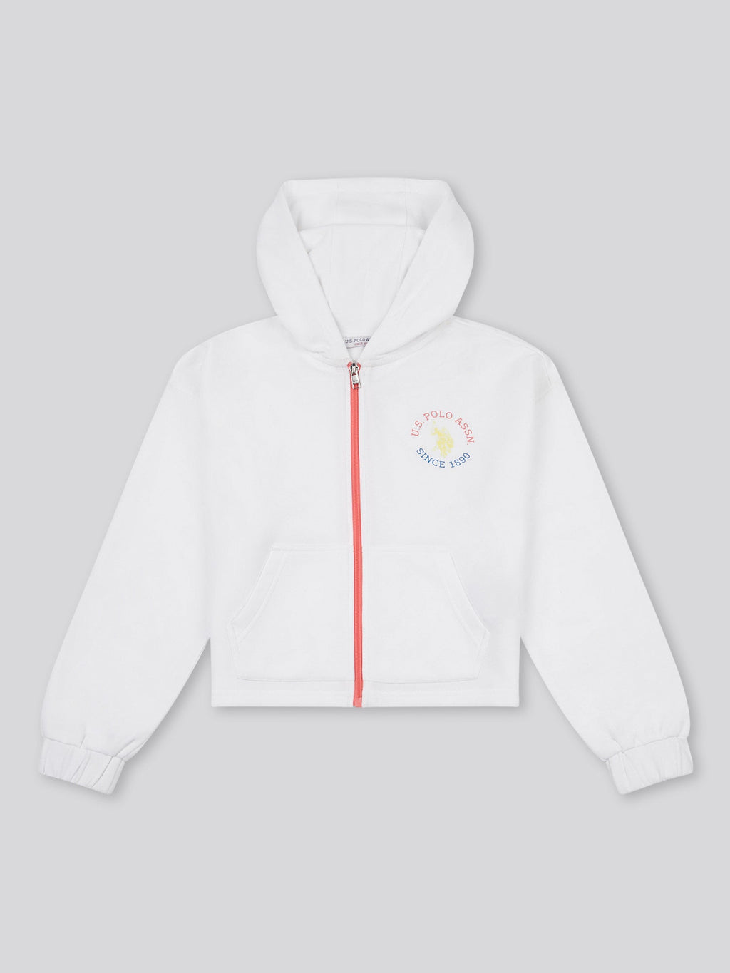 Girls Graphic Zip Through Sweat in Bright White