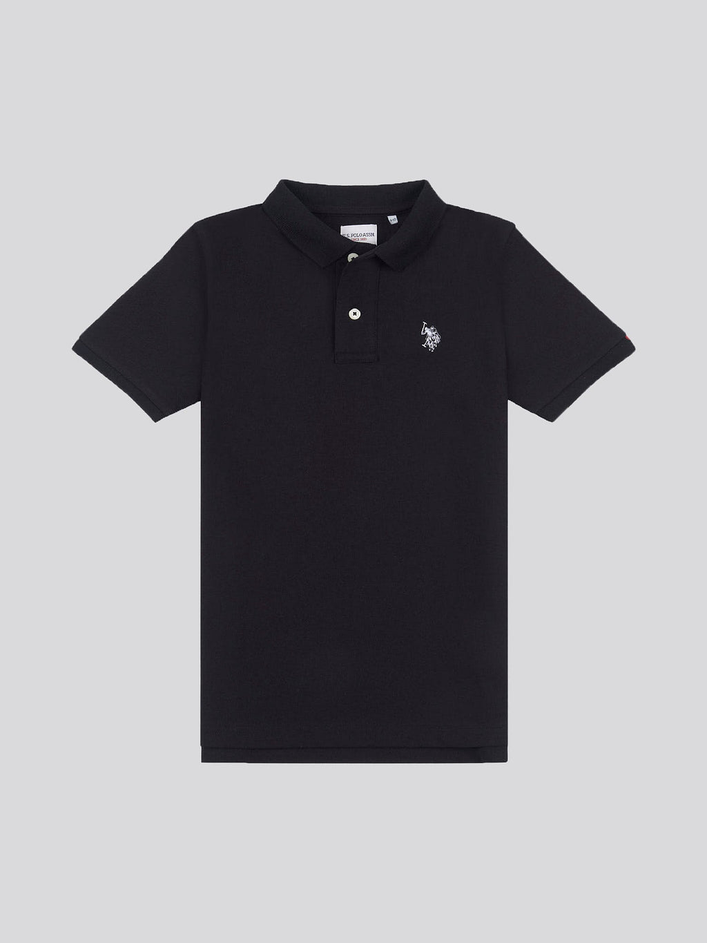 Boys Double Horsemen Polo Shirt in Black Bright White DHM