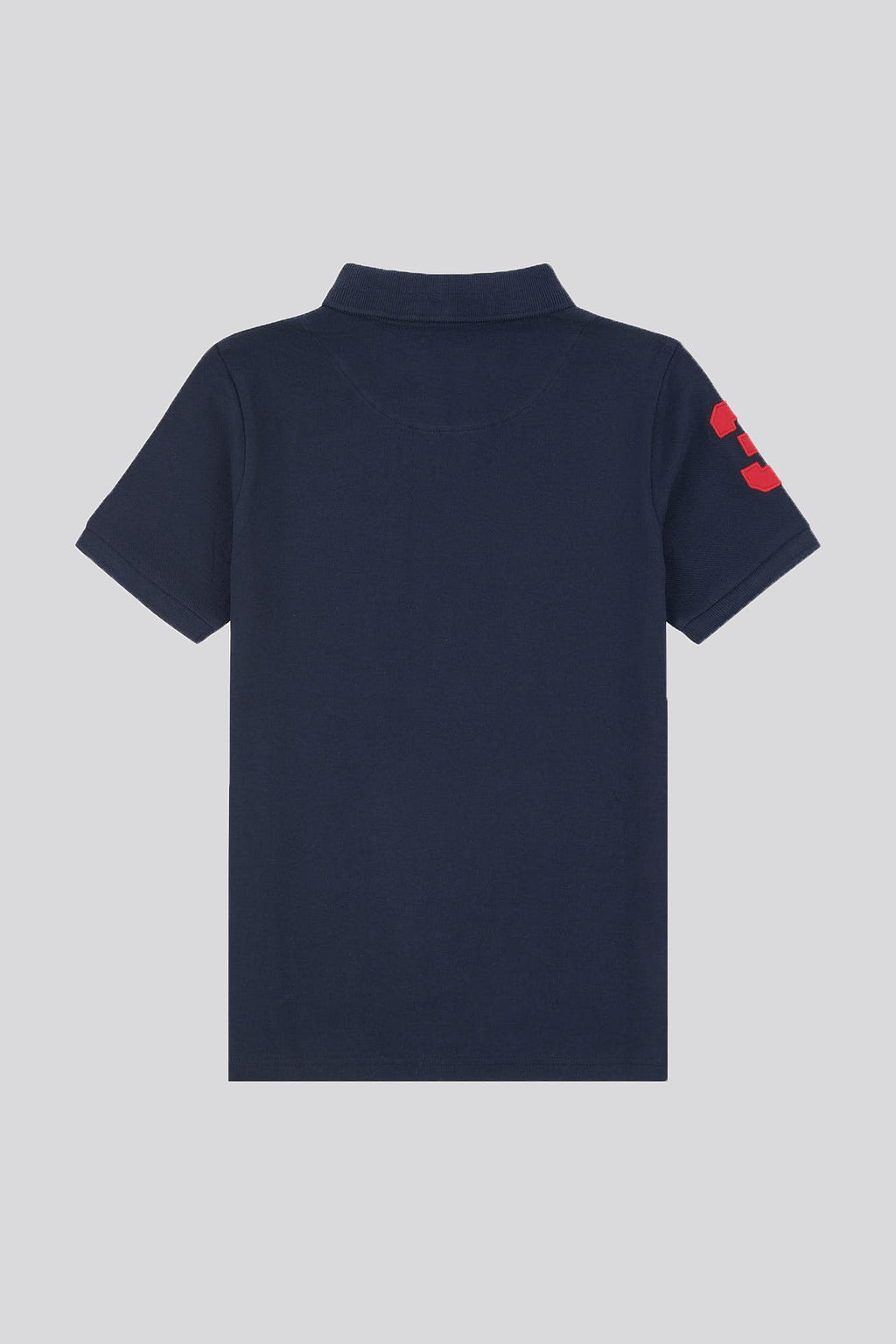 Boys Player 3 Polo Shirt in Dark Sapphire Navy / Haute Red DHM